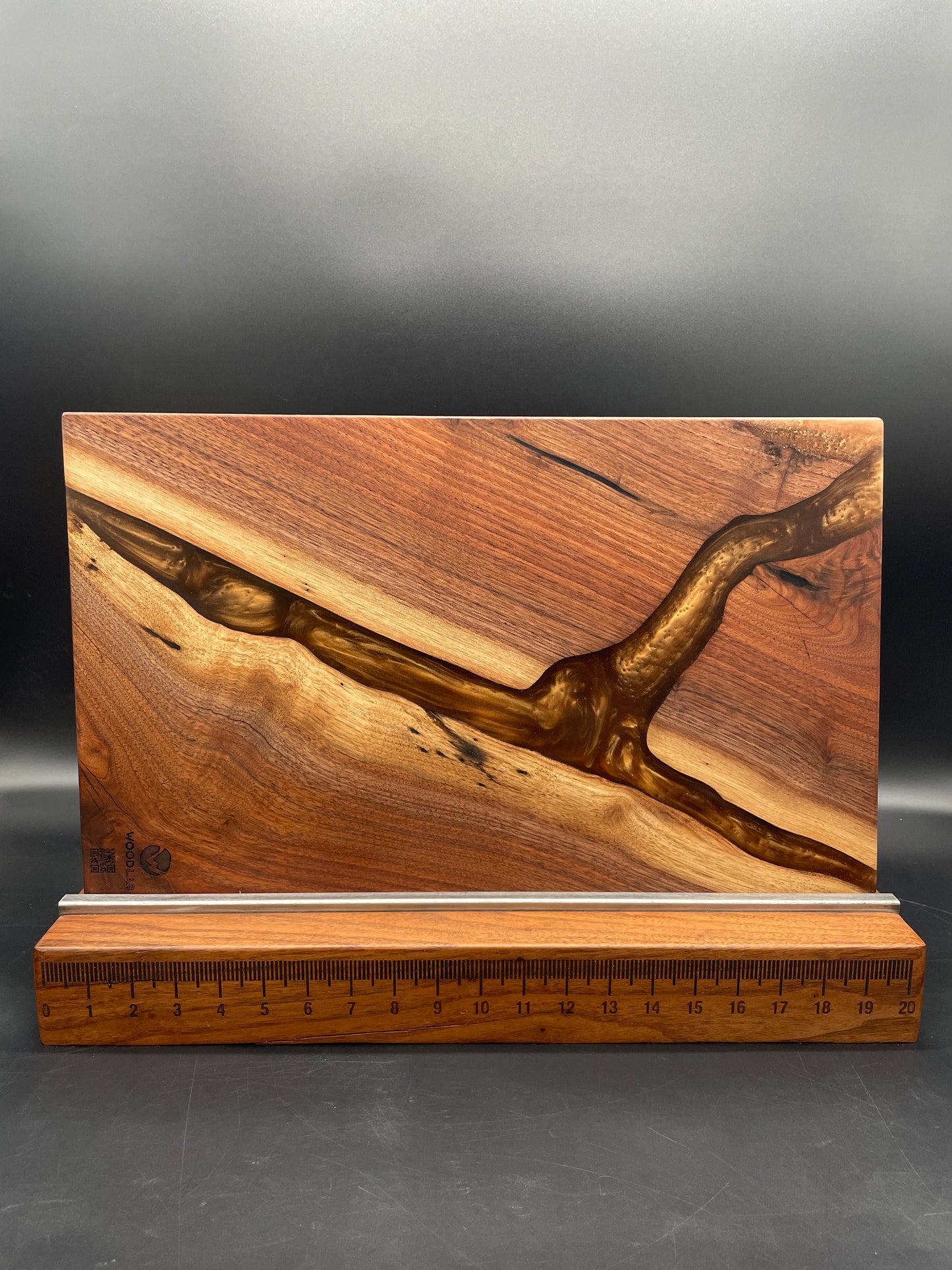 12" x 20" Black Walnut Wood & Espresso Epoxy Resin River Charcuterie Board
