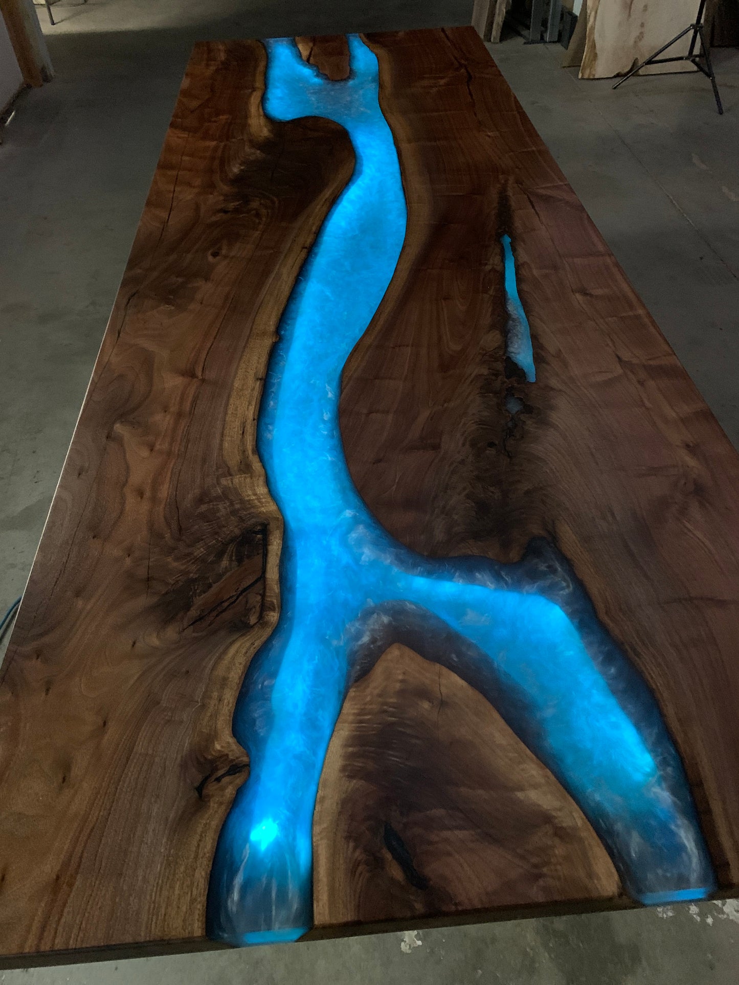 Customizable American Elm (or similar) and Epoxy River Dining Table