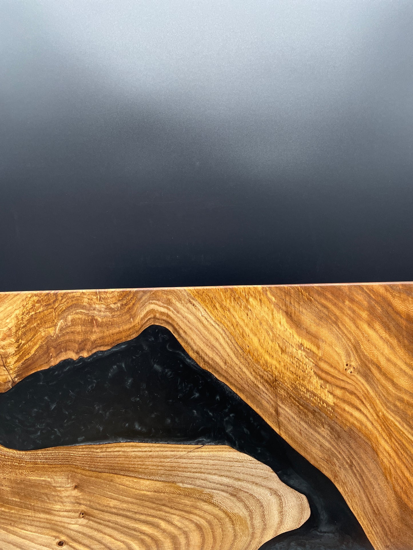 12" x 20" American Elm Wood & Black Epoxy Resin River Charcuterie Board