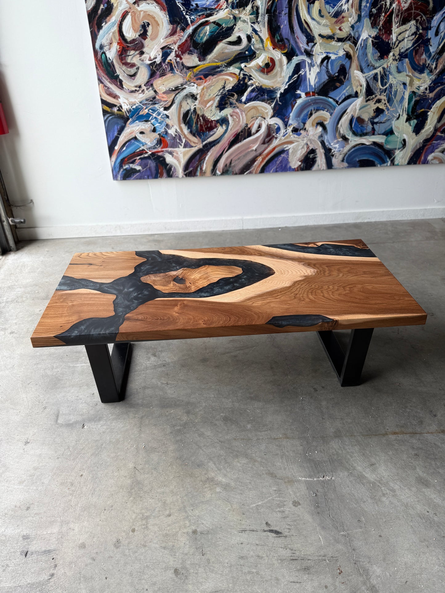 American Elm Platinum Epoxy Resin Coffee Table