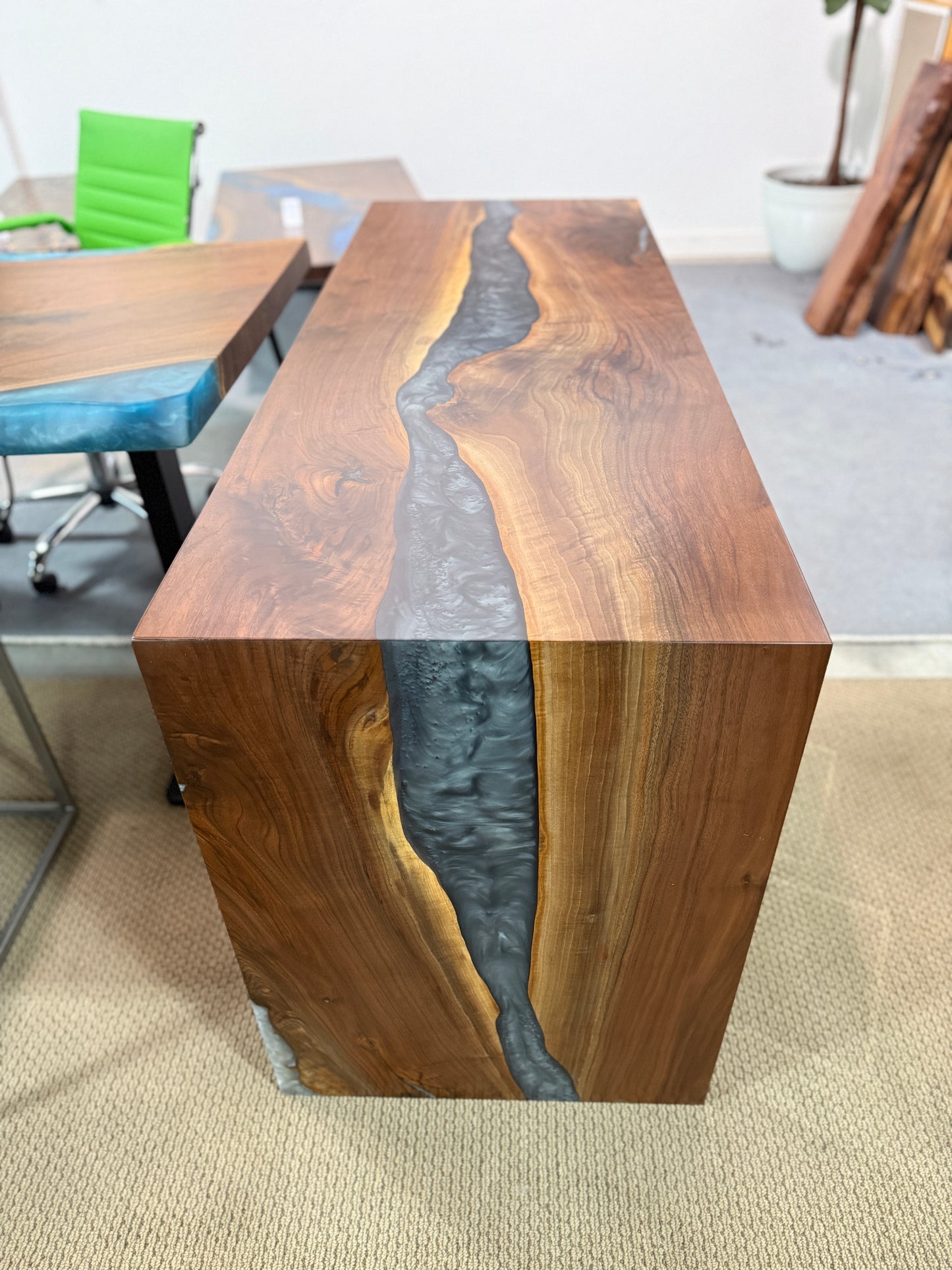 Black Walnut Waterfall Console Table