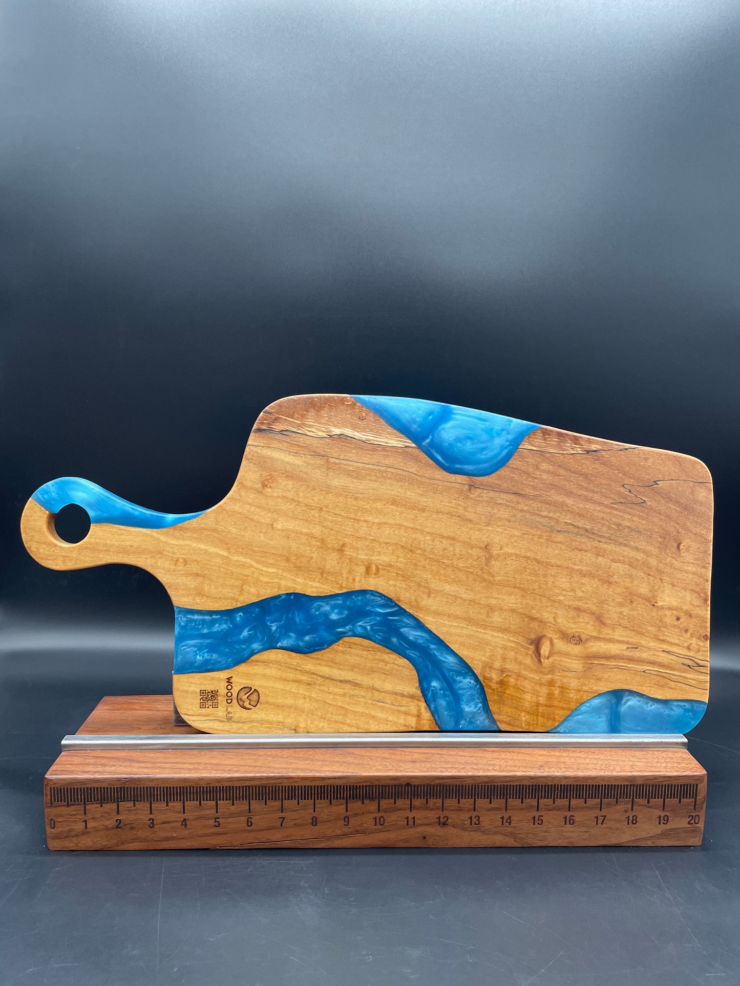 Handled Blue Epoxy River and Maple Charcuterie Board