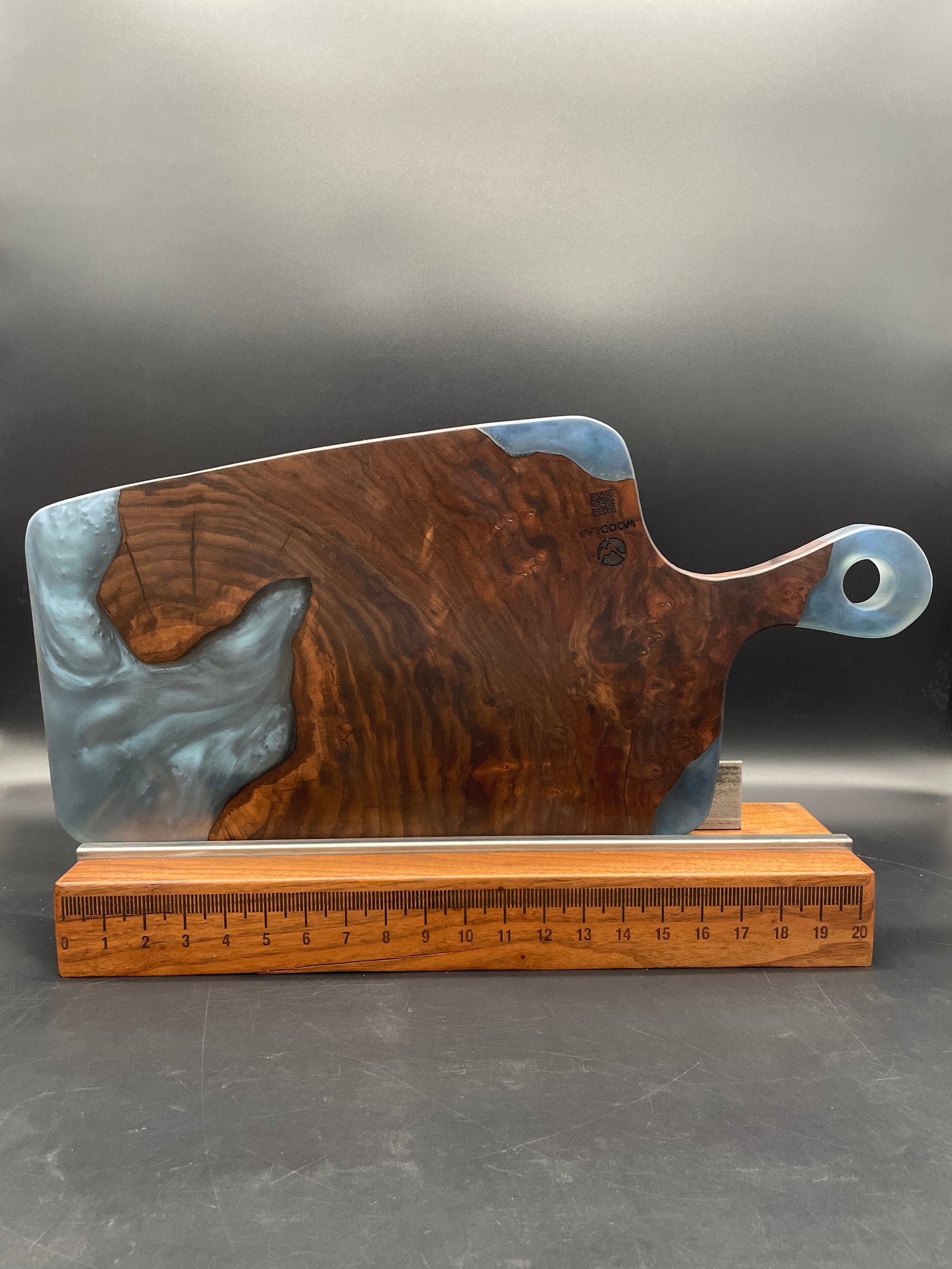 Handled Blue Epoxy and Black Walnut Charcuterie Board