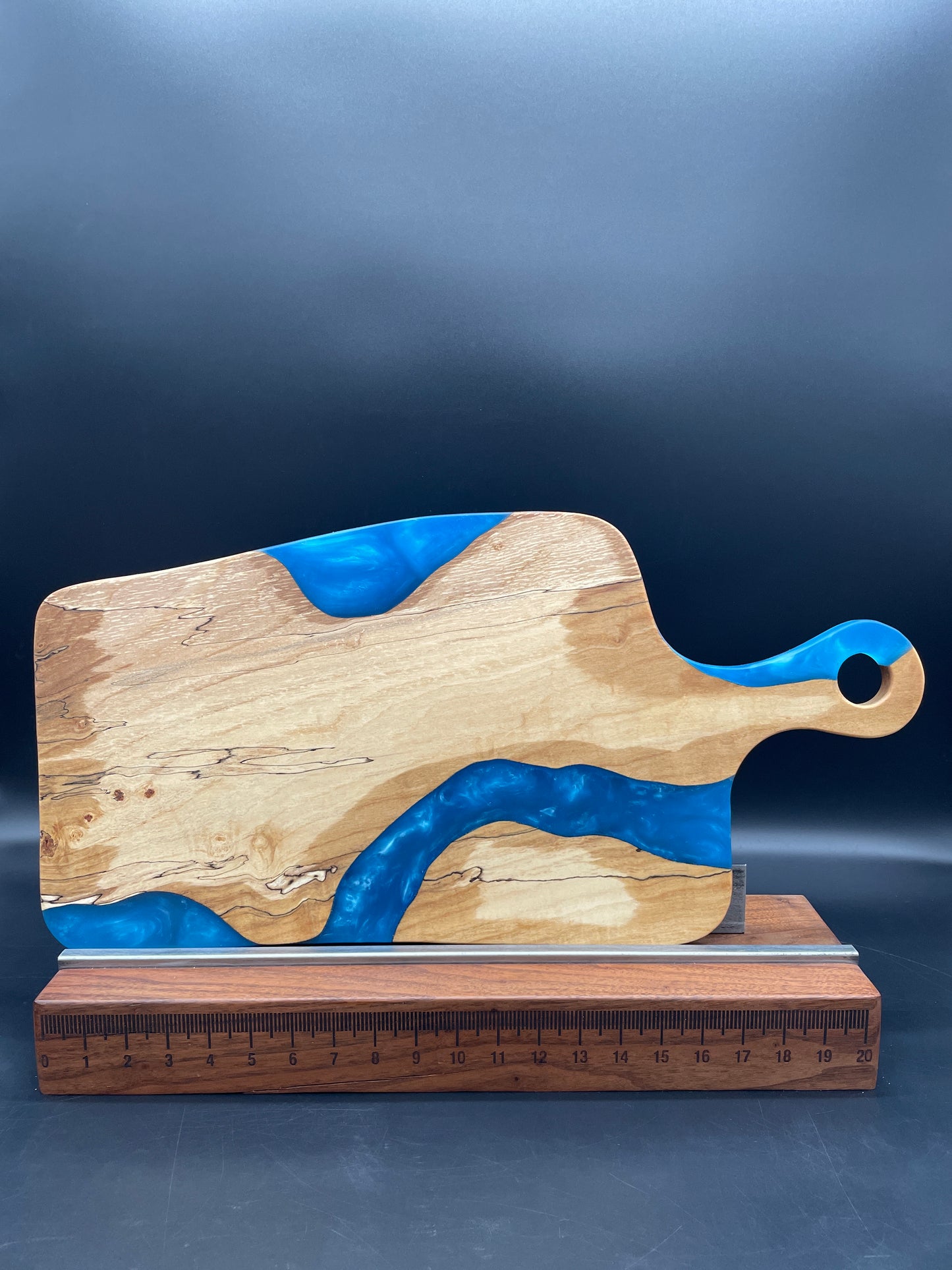 Handled Blue Epoxy River and Maple Charcuterie Board