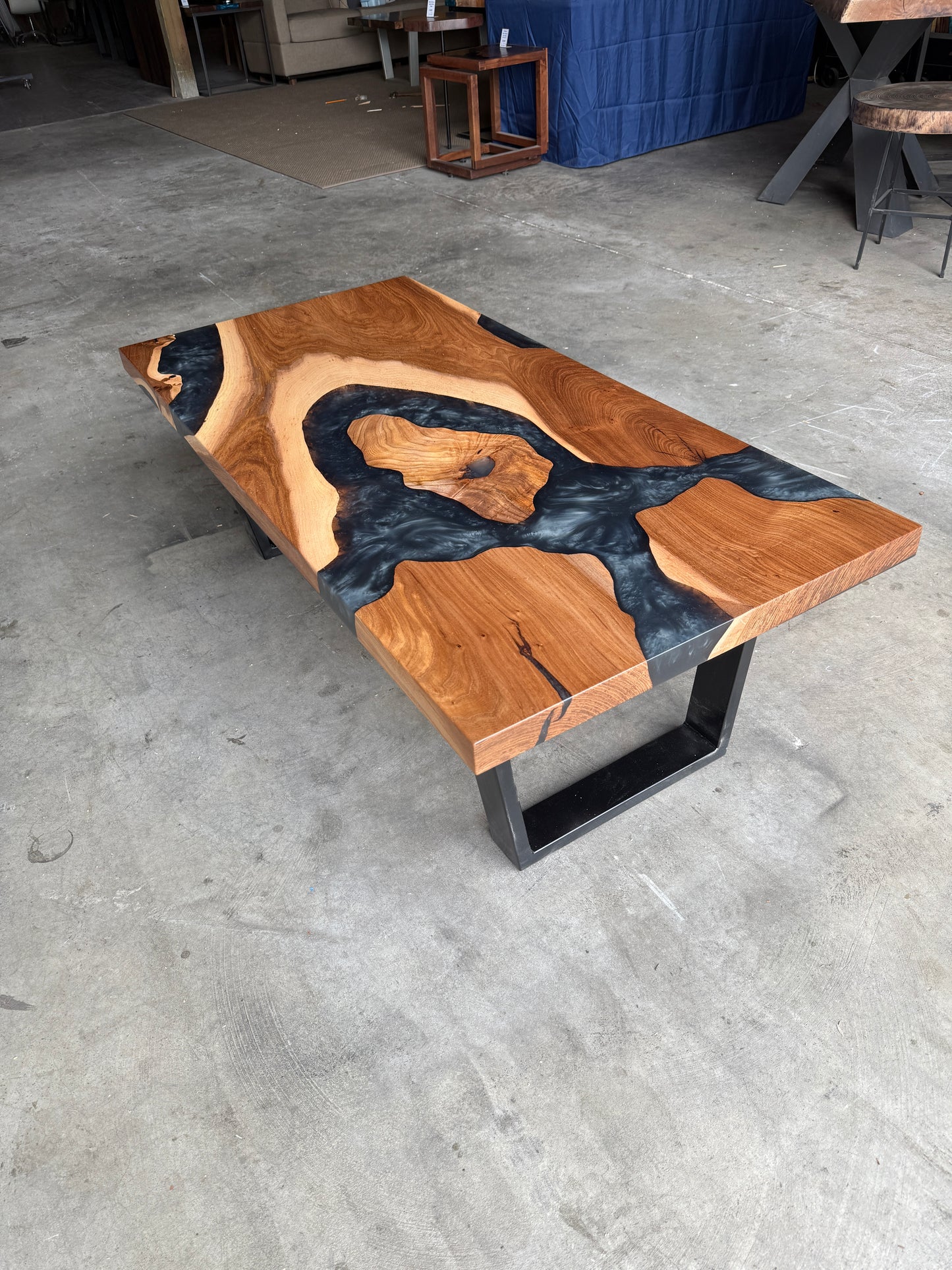 American Elm Platinum Epoxy Resin Coffee Table