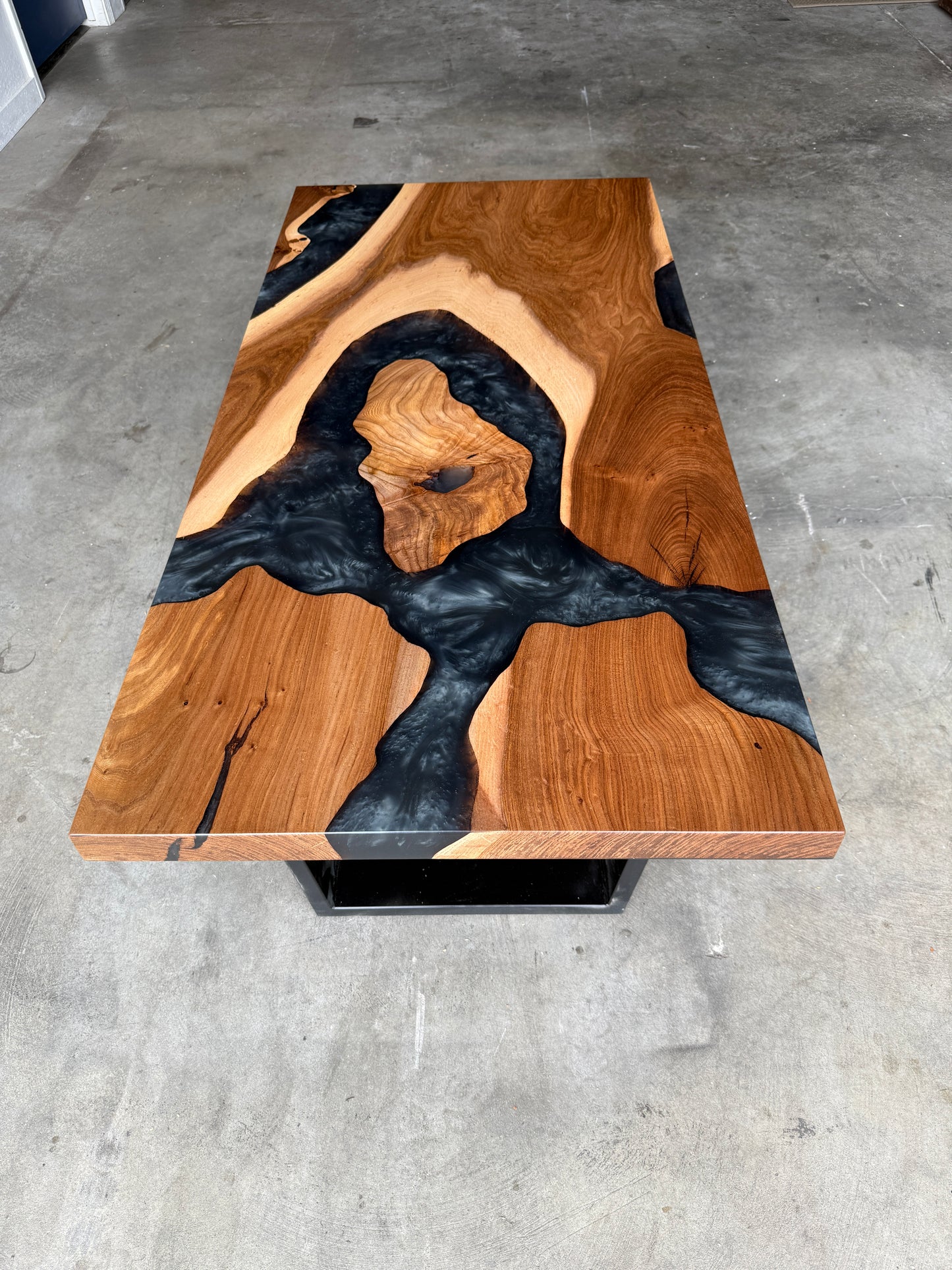 American Elm Platinum Epoxy Resin Coffee Table