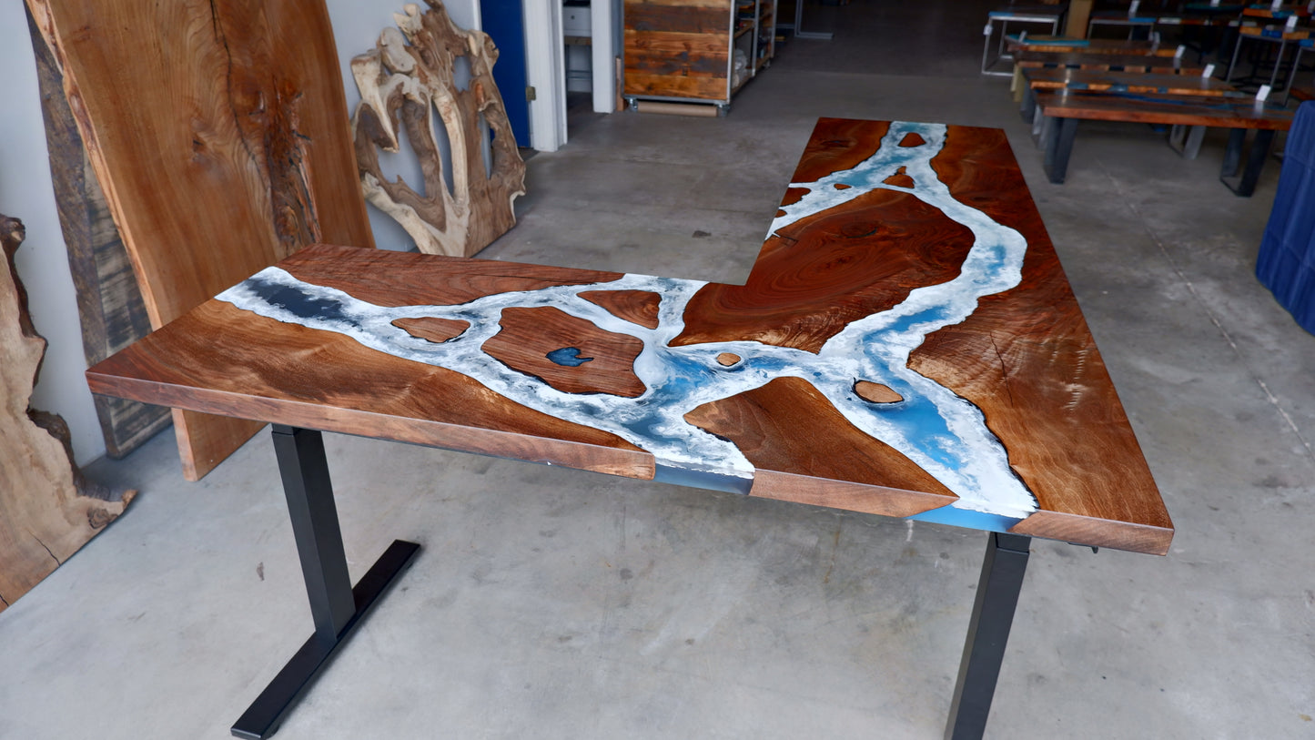 Customizable Black Walnut Sit / Stand Office Desk