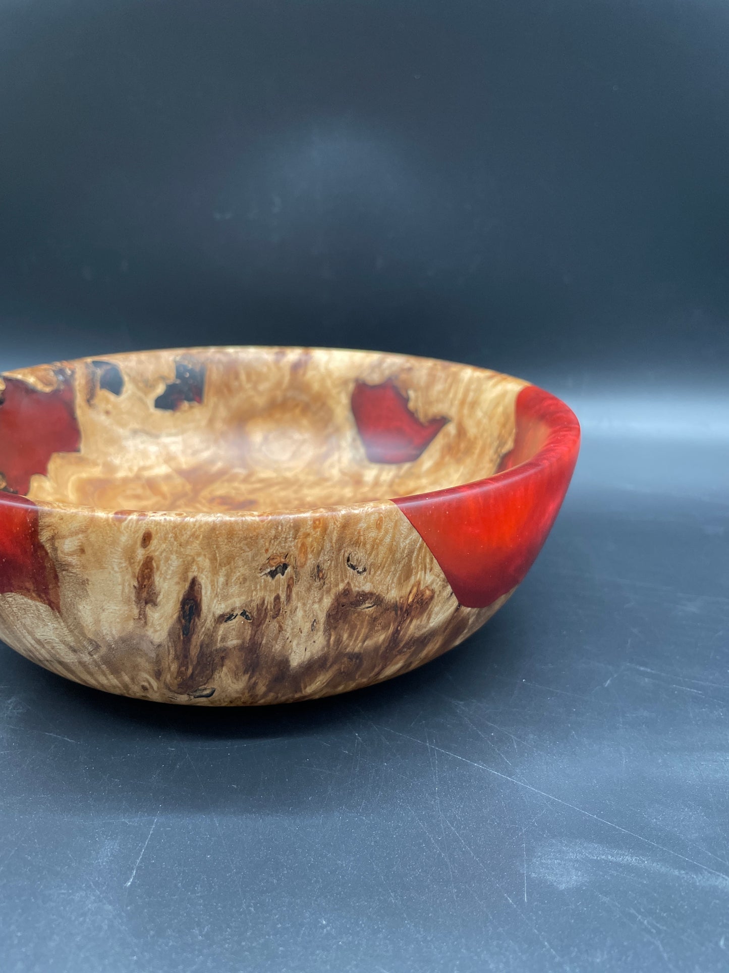 California Cottonwood Bowl with Red Epoxy