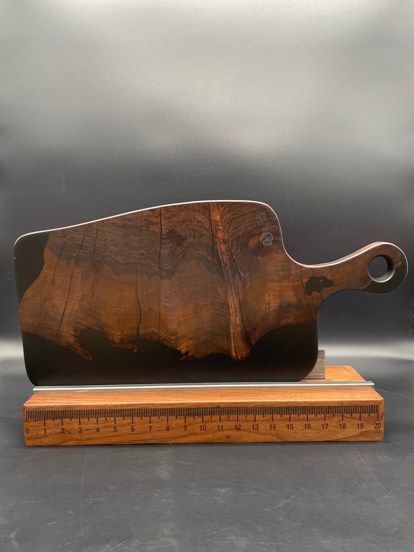 Handled Black Epoxy and Premium Black Walnut Charcuterie Board