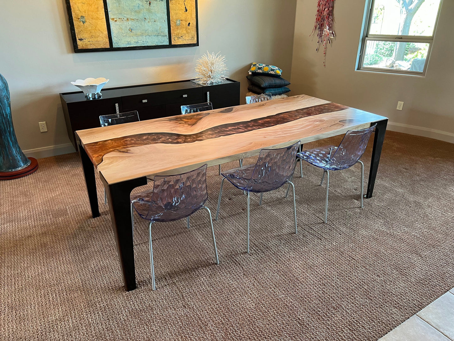 Customizable Hand-made Wood & Epoxy Resin River Dining Table