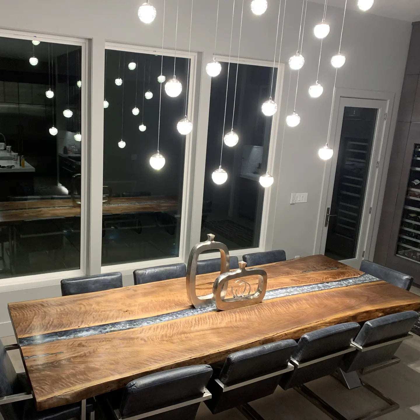 Customizable American Elm (or similar) and Epoxy River Dining Table