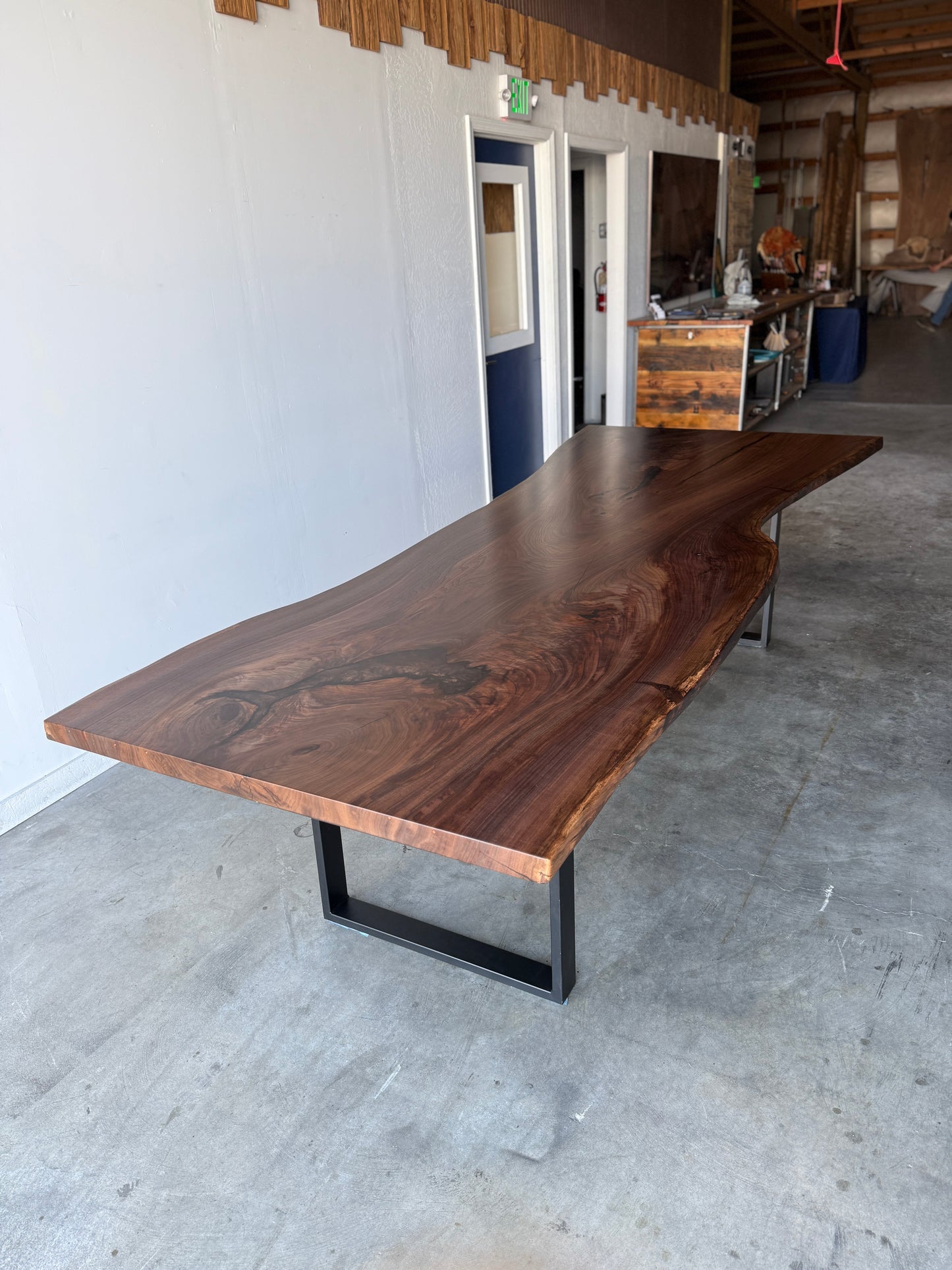 Black Walnut Slab Dining Table With Espresso Resin Fills