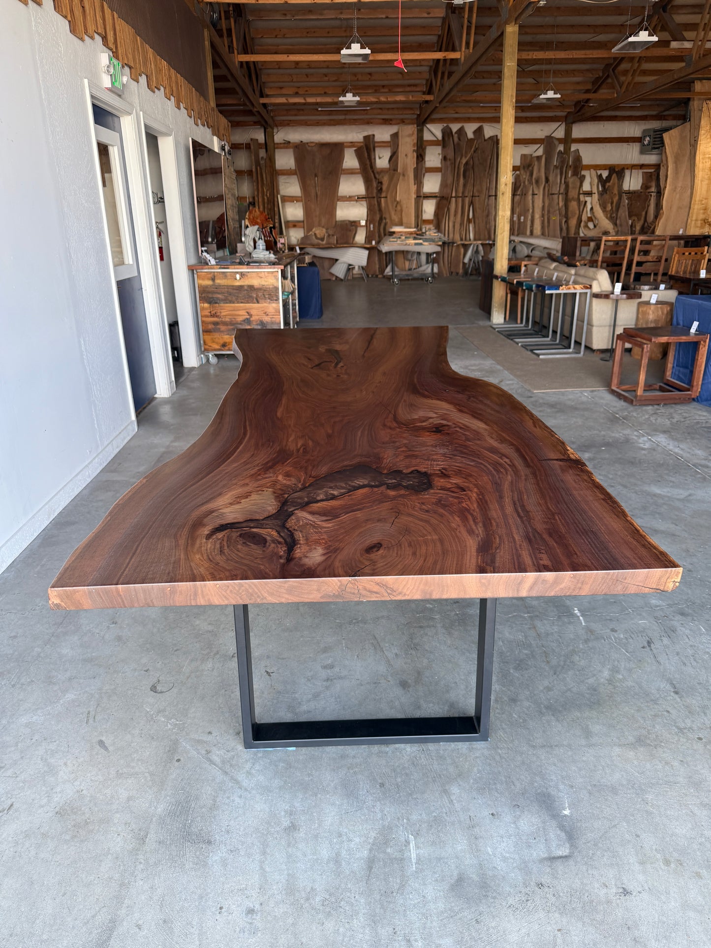 Black Walnut Slab Dining Table With Espresso Resin Fills