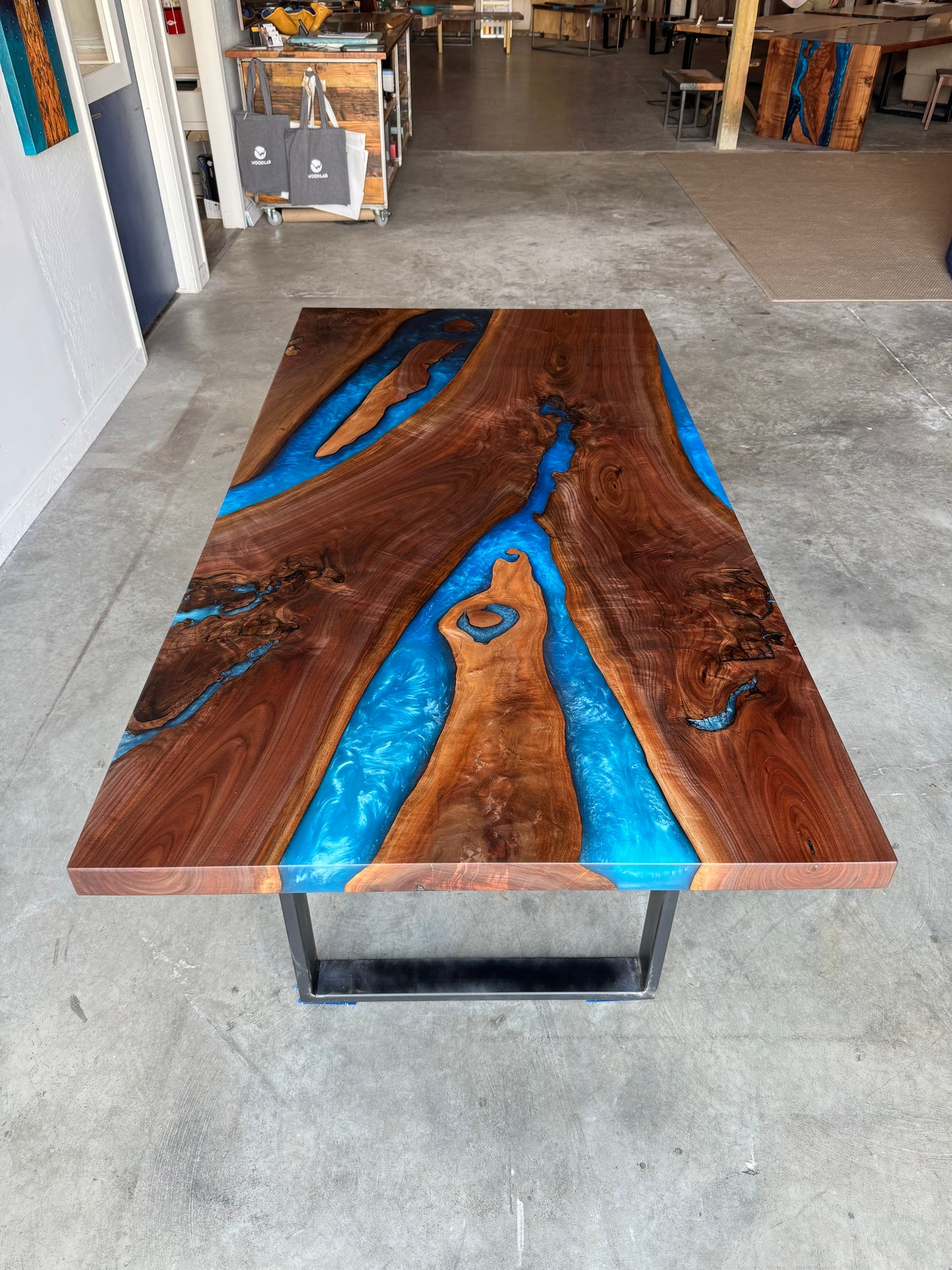 Customizable Black Walnut Epoxy Encased Dining Table