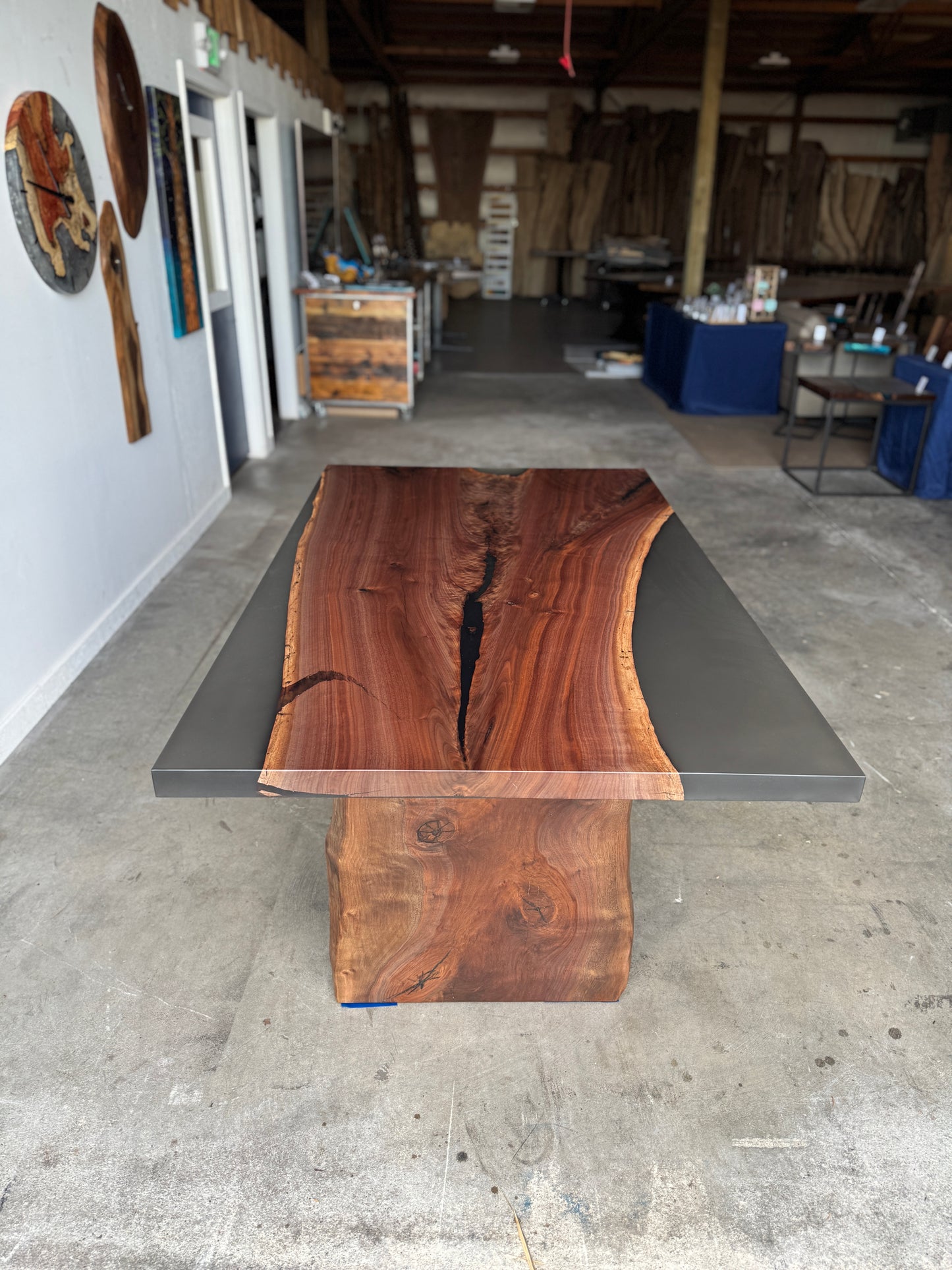 Customizable Black Walnut Epoxy Encased Dining Table