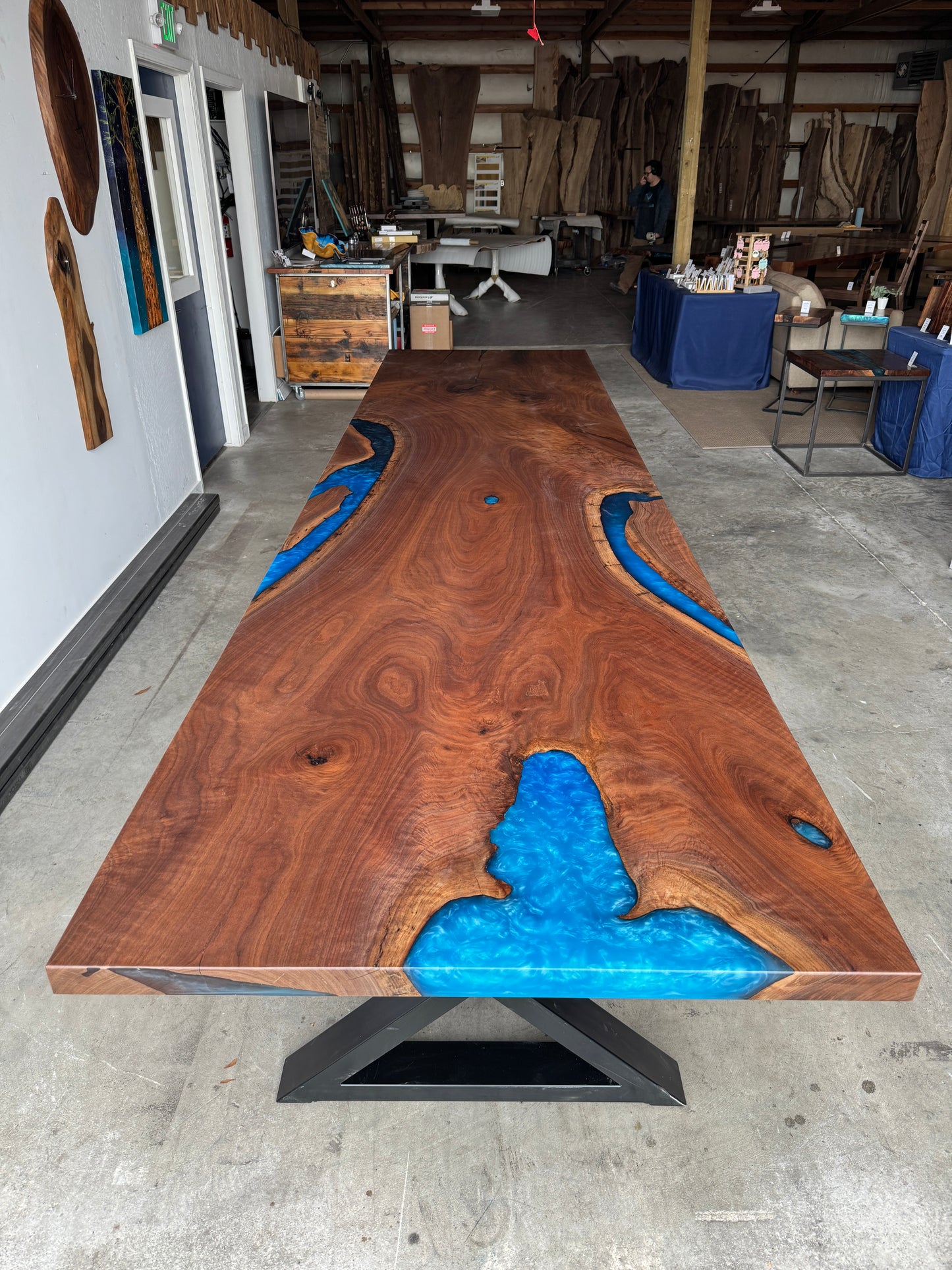 Customizable Black Walnut Epoxy Encased Dining Table