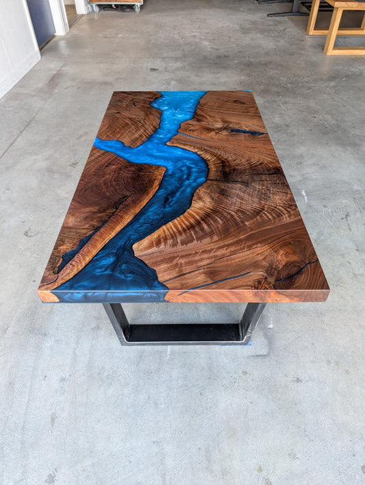Black Walnut Multi-Blue Epoxy Resin Coffee Table