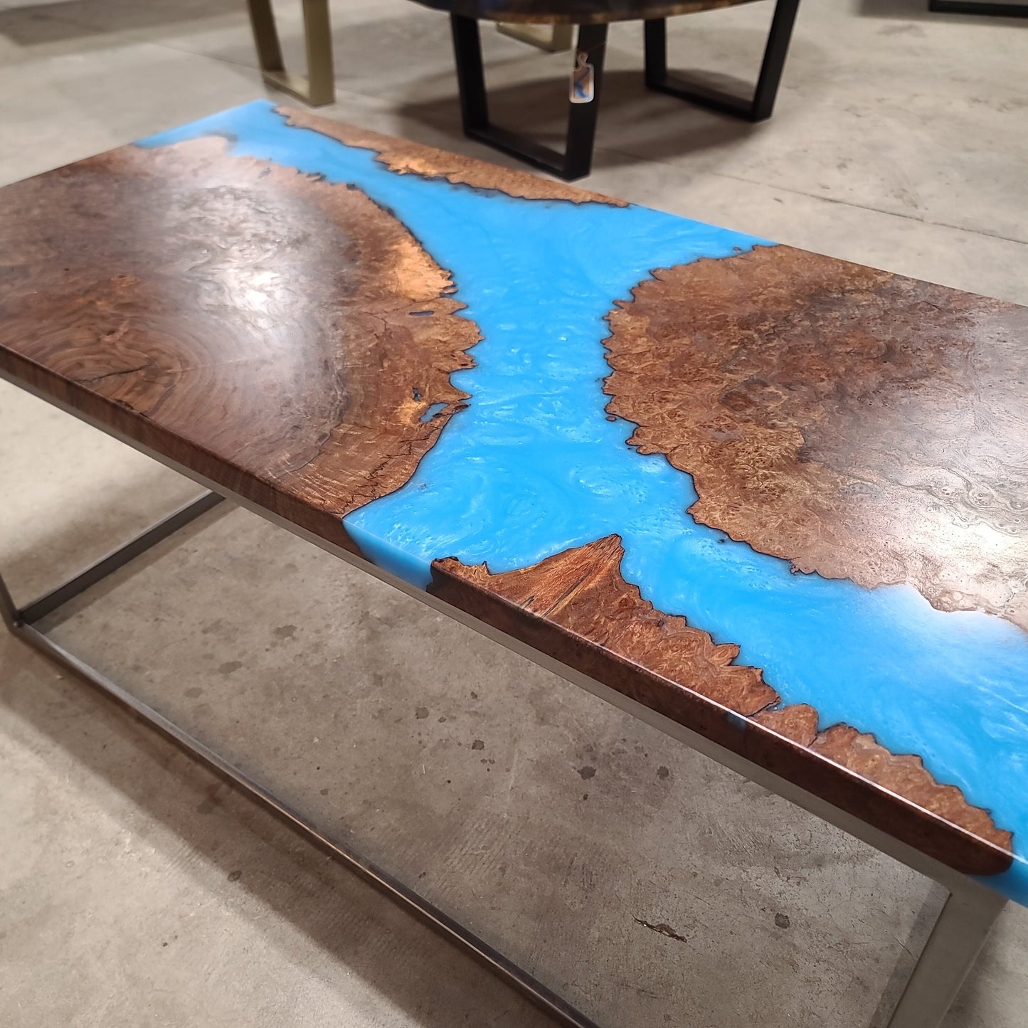 Claro Walnut Coffee Table with Multi-Blue River