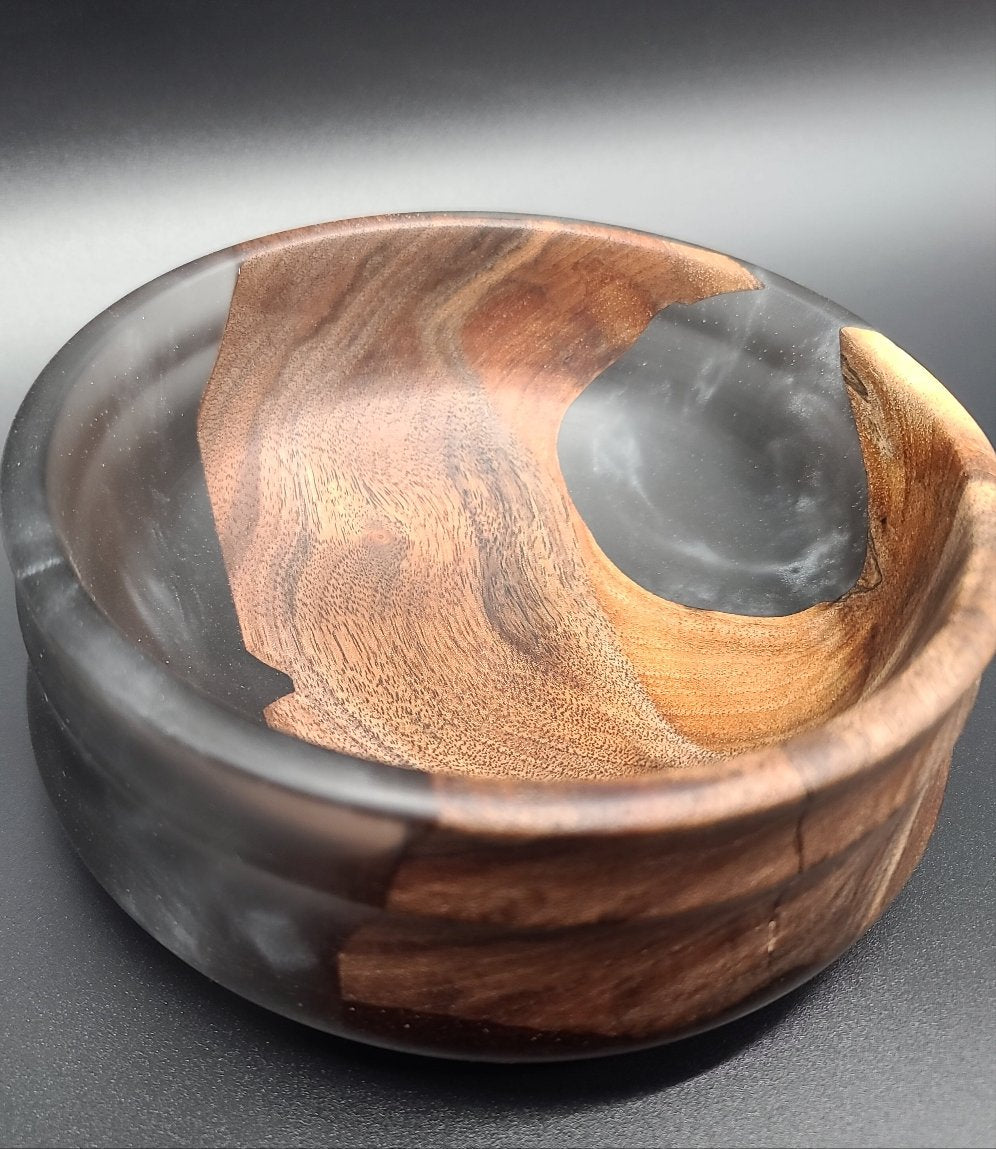 Black Walnut Bowl with Caviar/Grey Epoxy