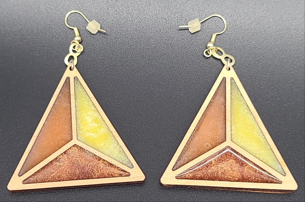 Barkin' Resin Triangle Epoxy Earrings