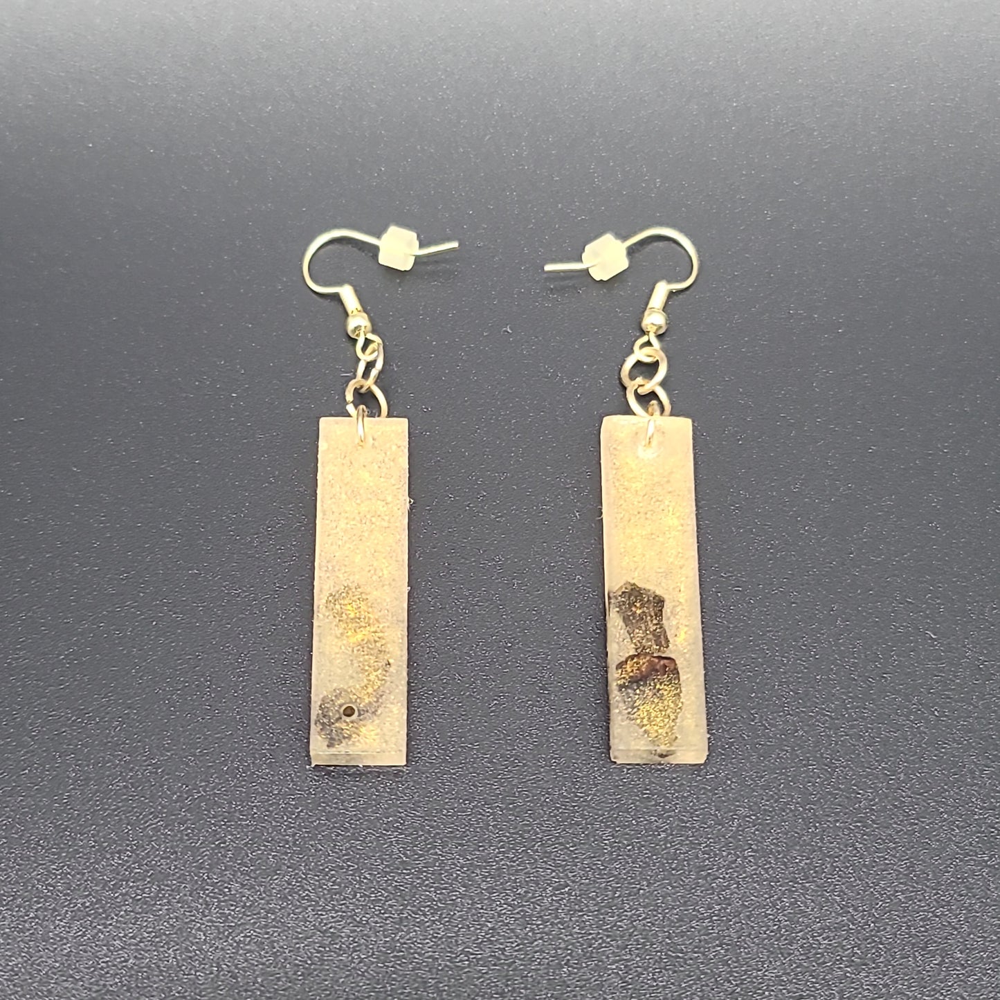 Barkin' Resin Clear Gold Epoxy Earrings