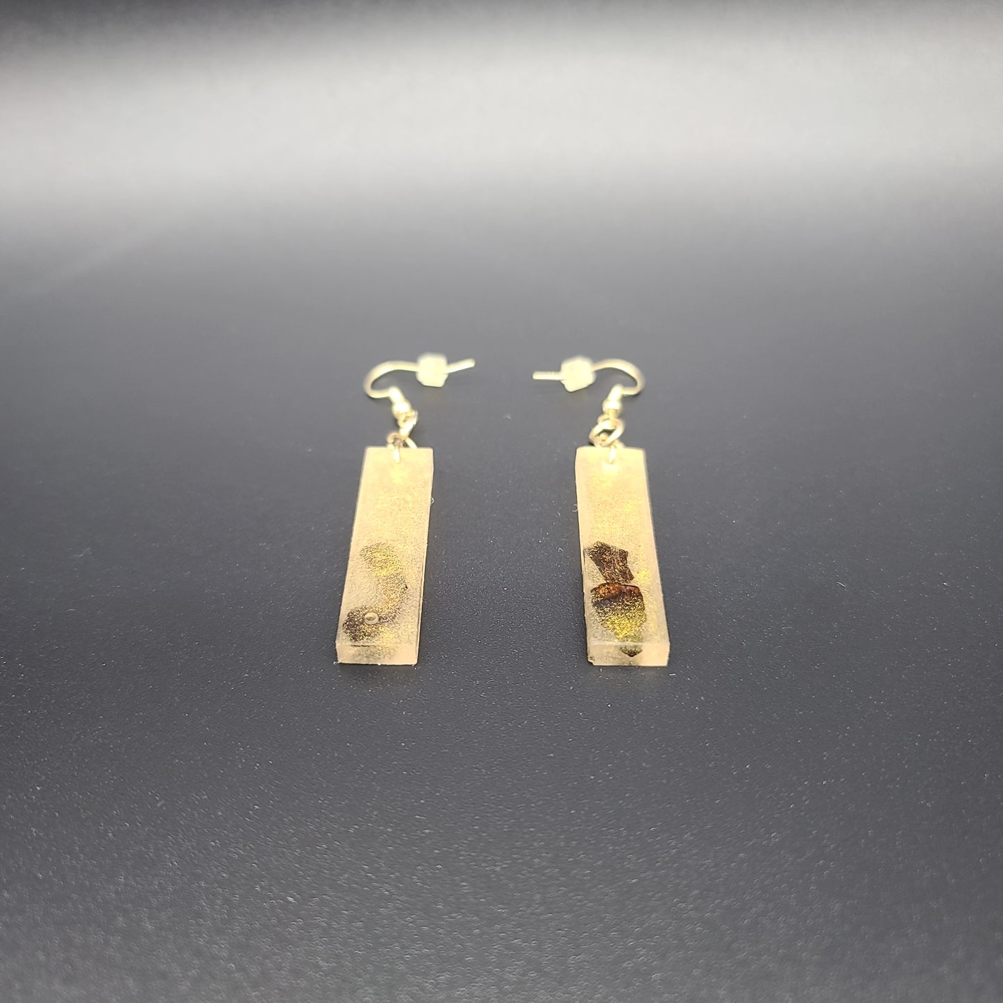 Barkin' Resin Clear Gold Epoxy Earrings