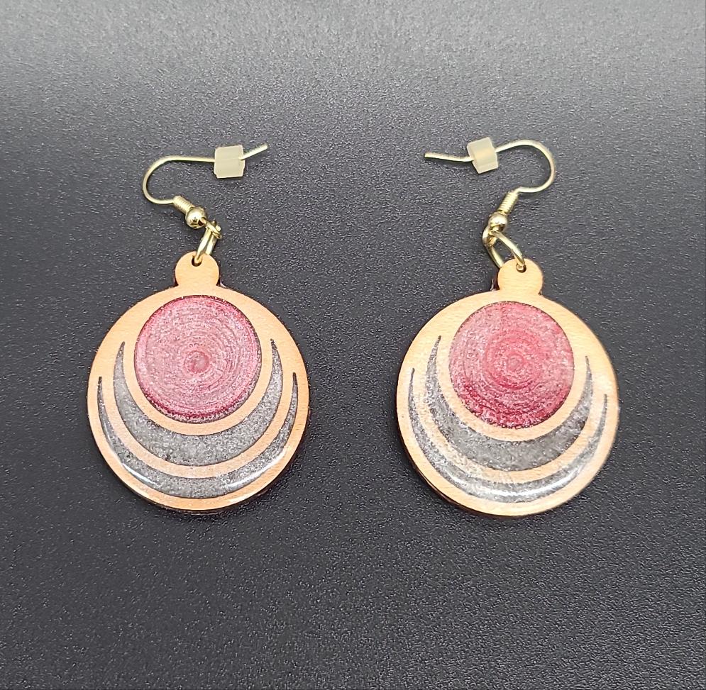 Barkin' Resin Red Circles Epoxy Earrings
