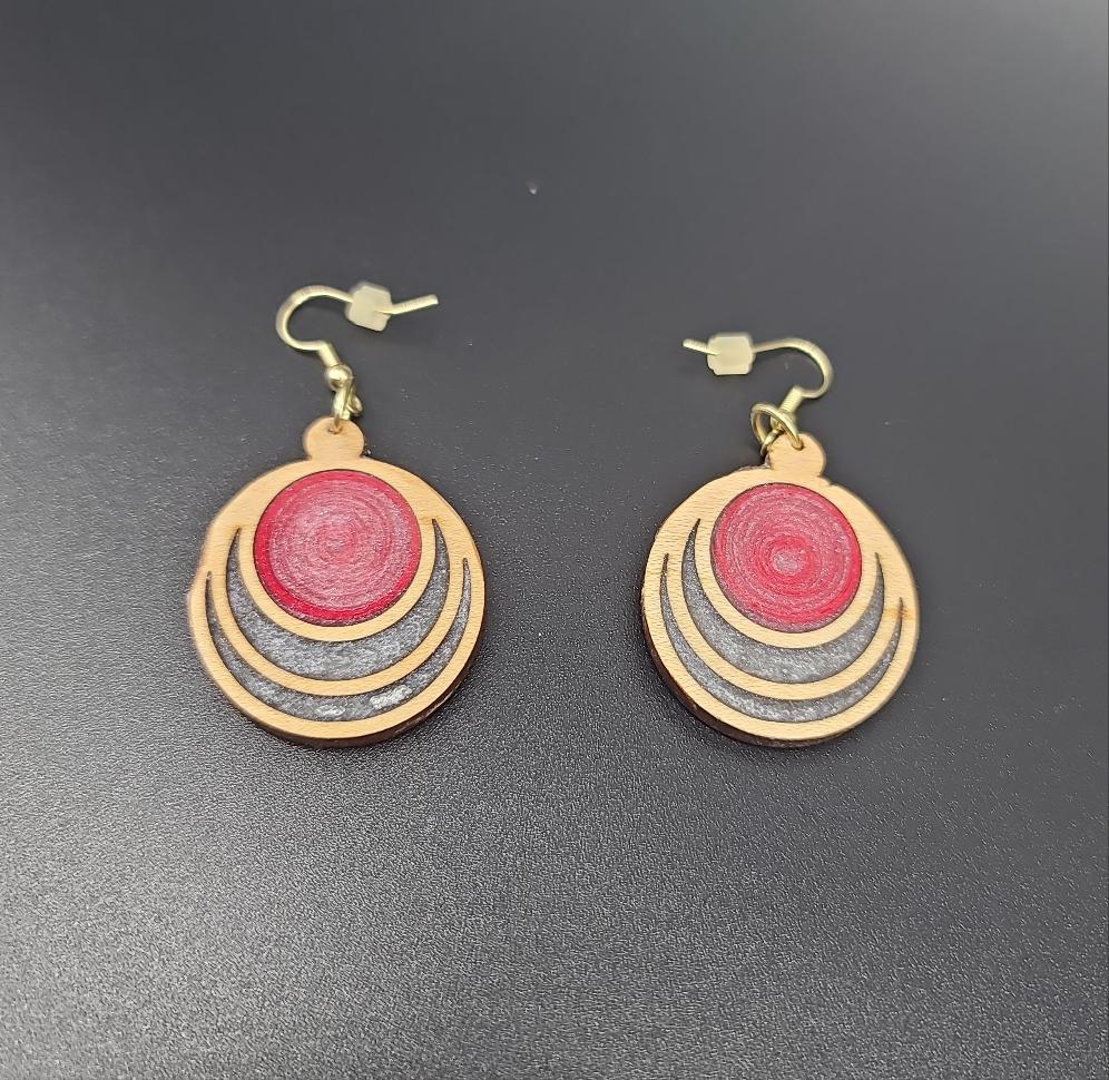 Barkin' Resin Red Circles Epoxy Earrings
