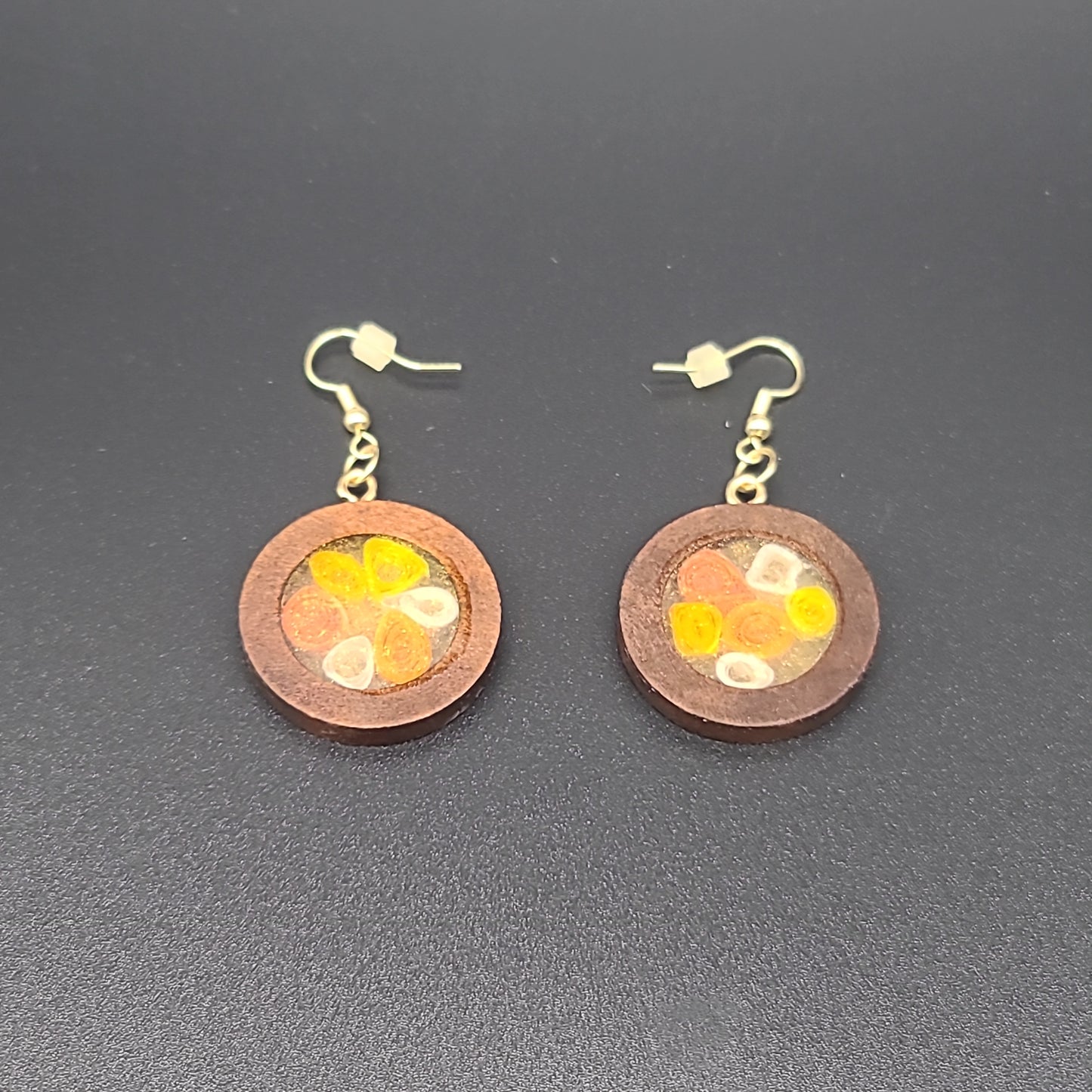 Barkin' Resin Yellow/Orange Spirals Epoxy Earrings