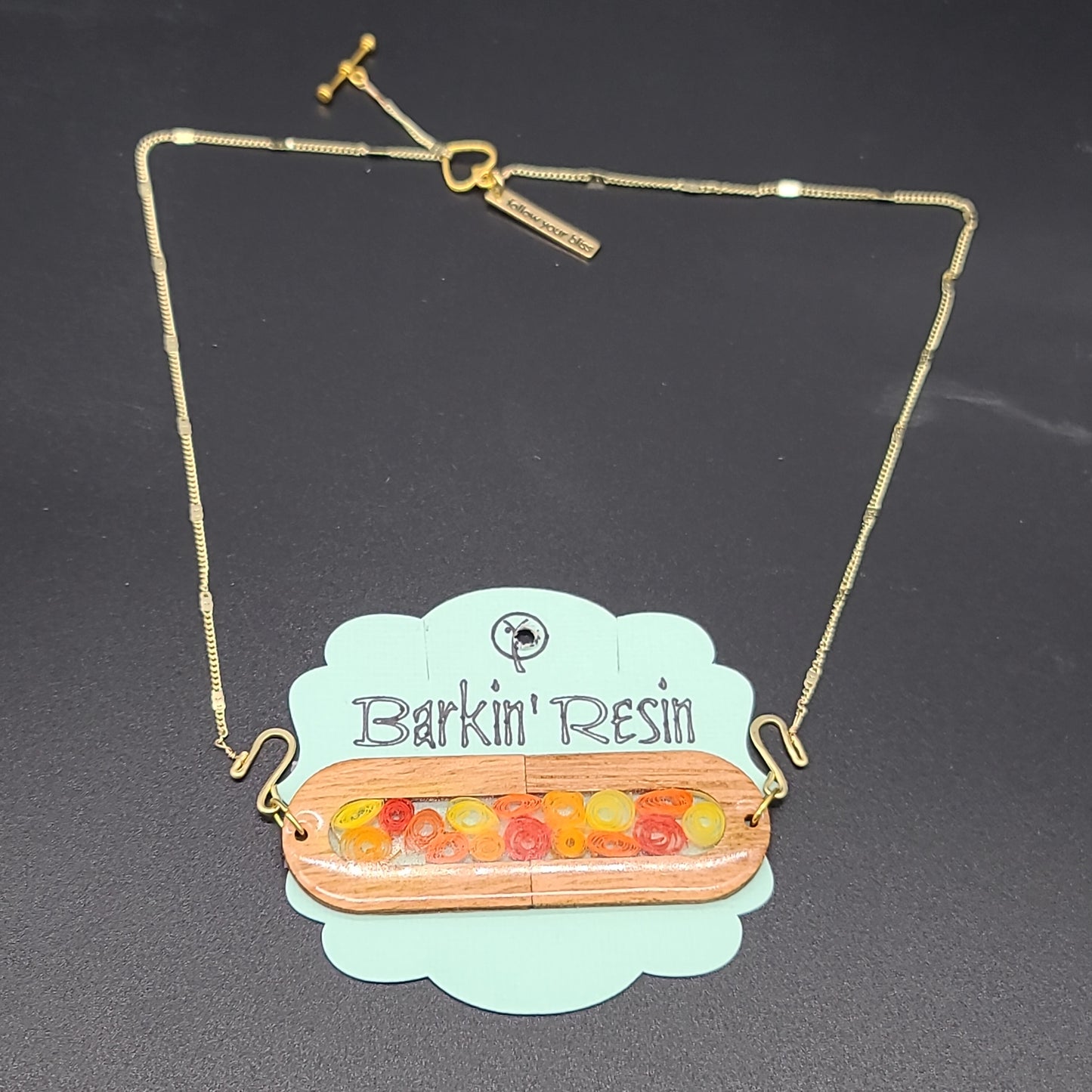 Barkin' Resin Red spirals Epoxy Necklace