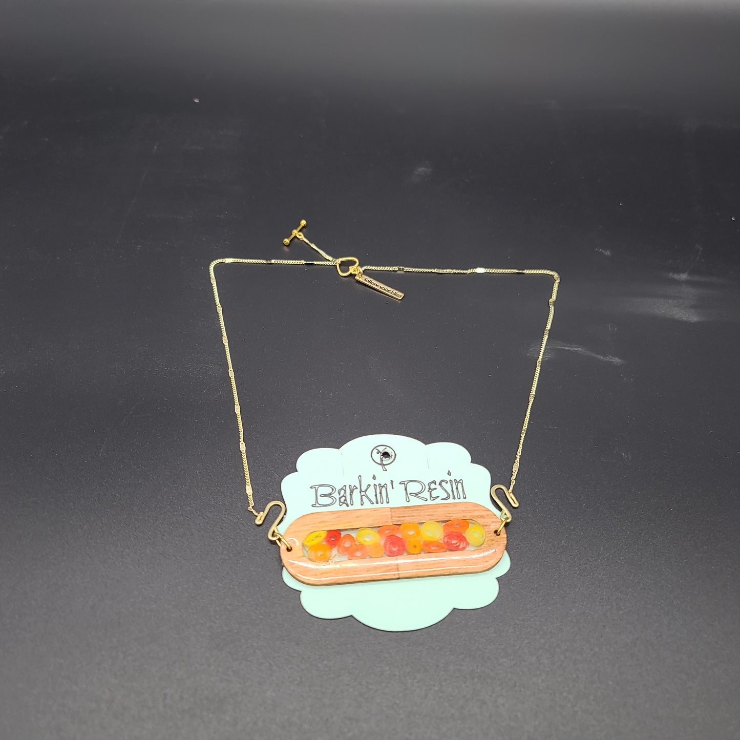 Barkin' Resin Red spirals Epoxy Necklace