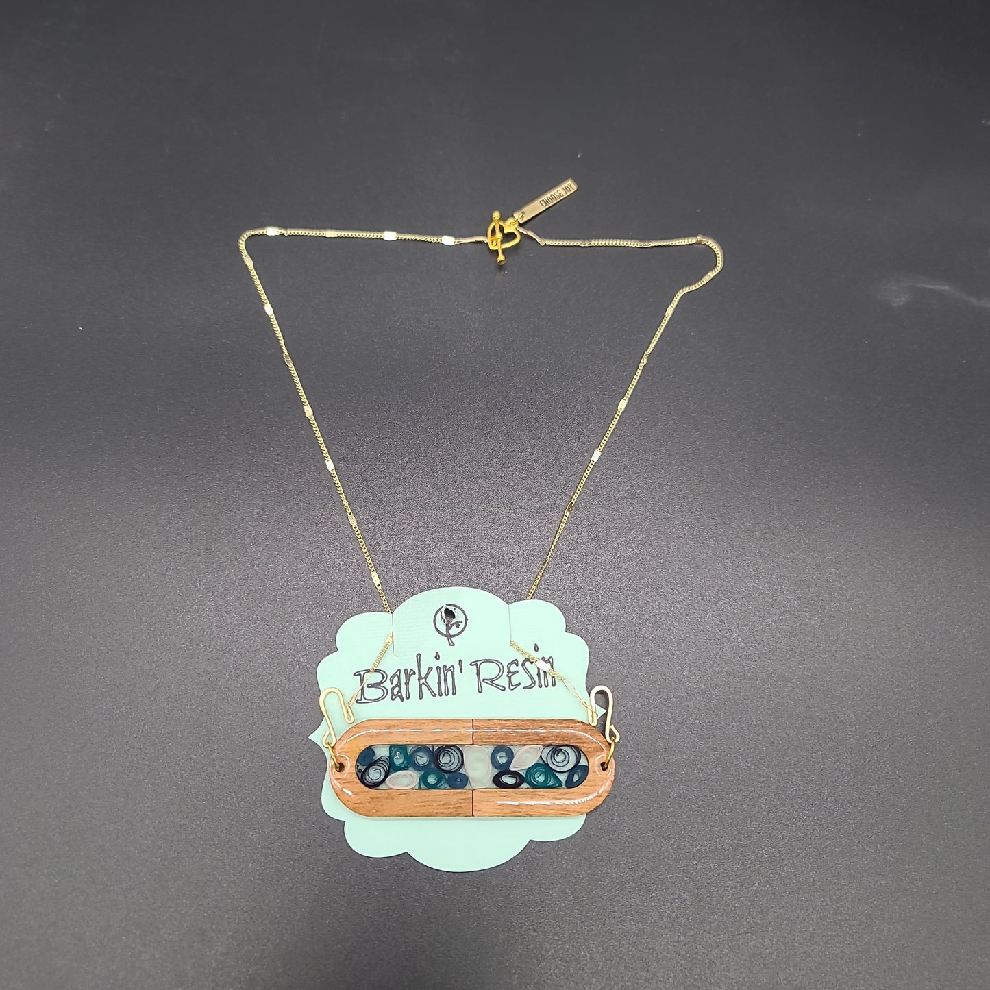 Barkin' Resin Blue spirals Epoxy Necklace