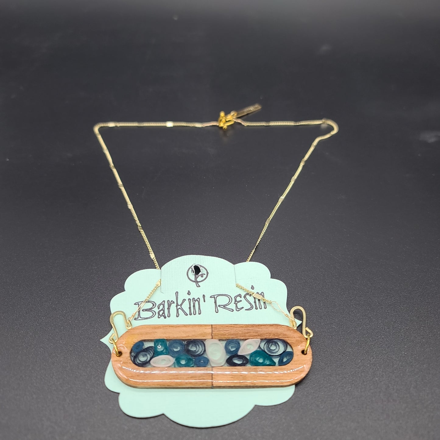 Barkin' Resin Blue spirals Epoxy Necklace
