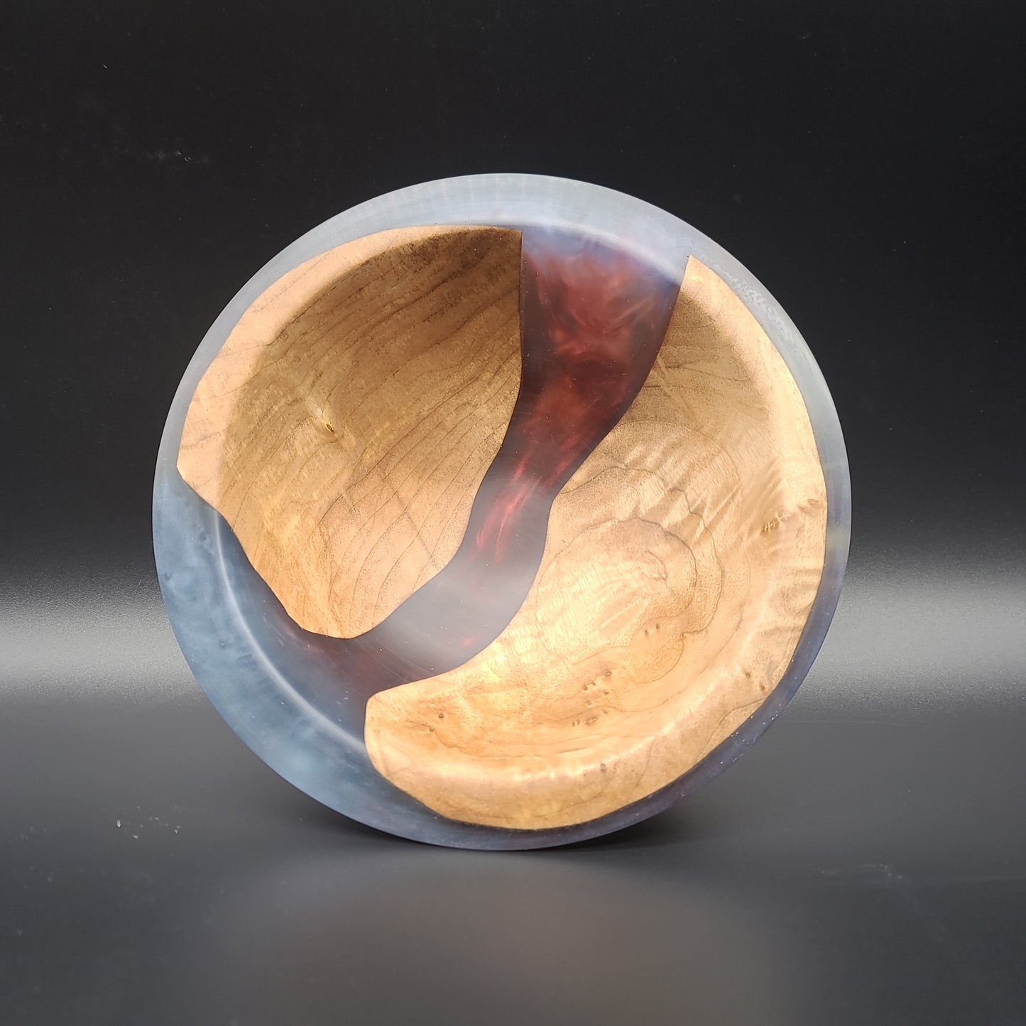 Teak Burl Bowl with Red & Grey Epoxy