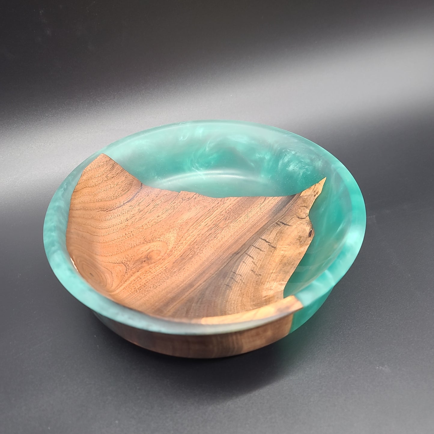 Black Walnut Bowl with Green Epoxy