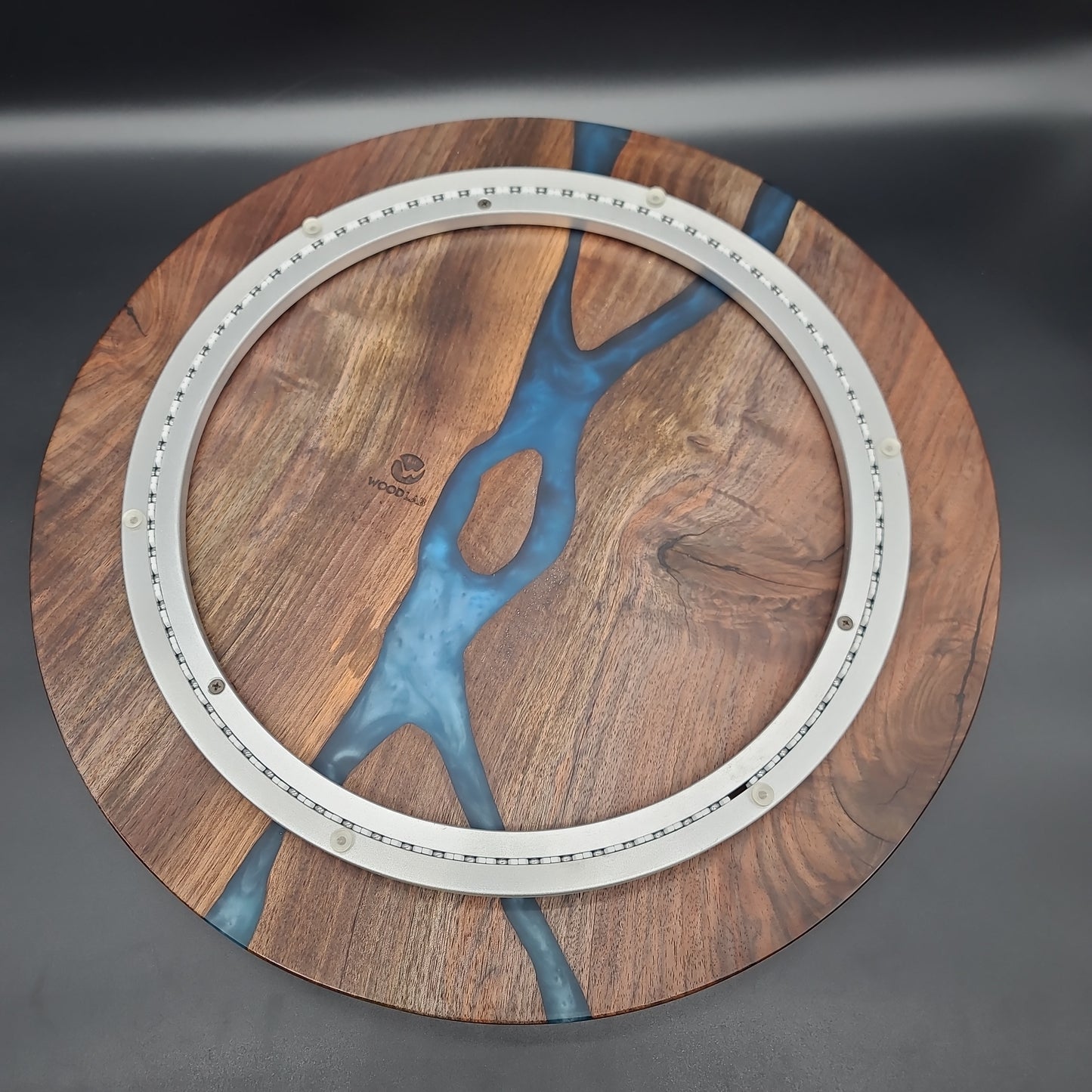Black Walnut Lazy Susan with Blue Epoxy Resin