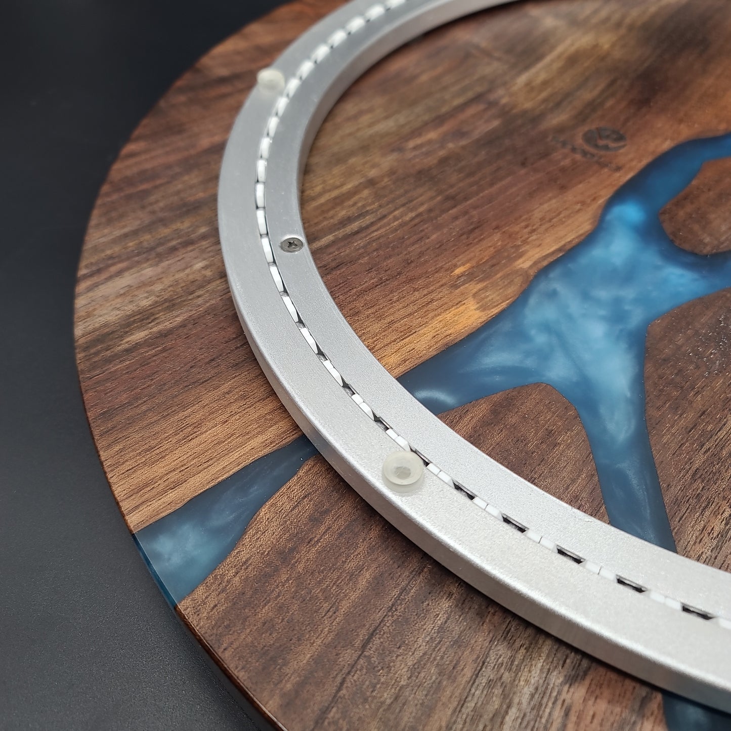 Black Walnut Lazy Susan with Blue Epoxy Resin