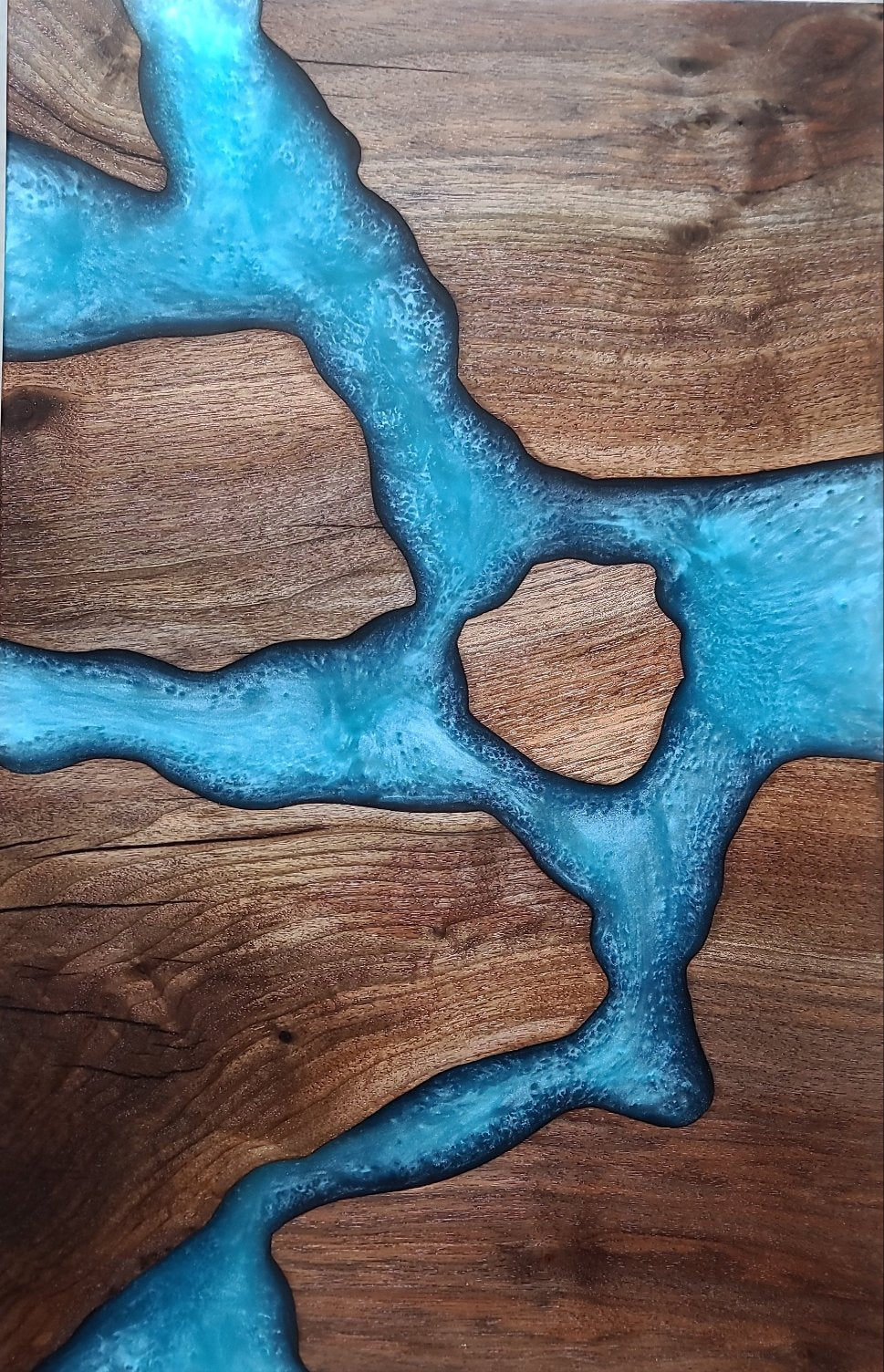 Black Walnut C-Table with Caribbean Blue Epoxy