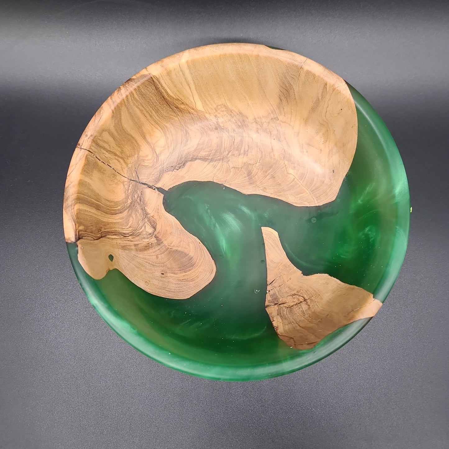 Olive Bowl with Green Epoxy