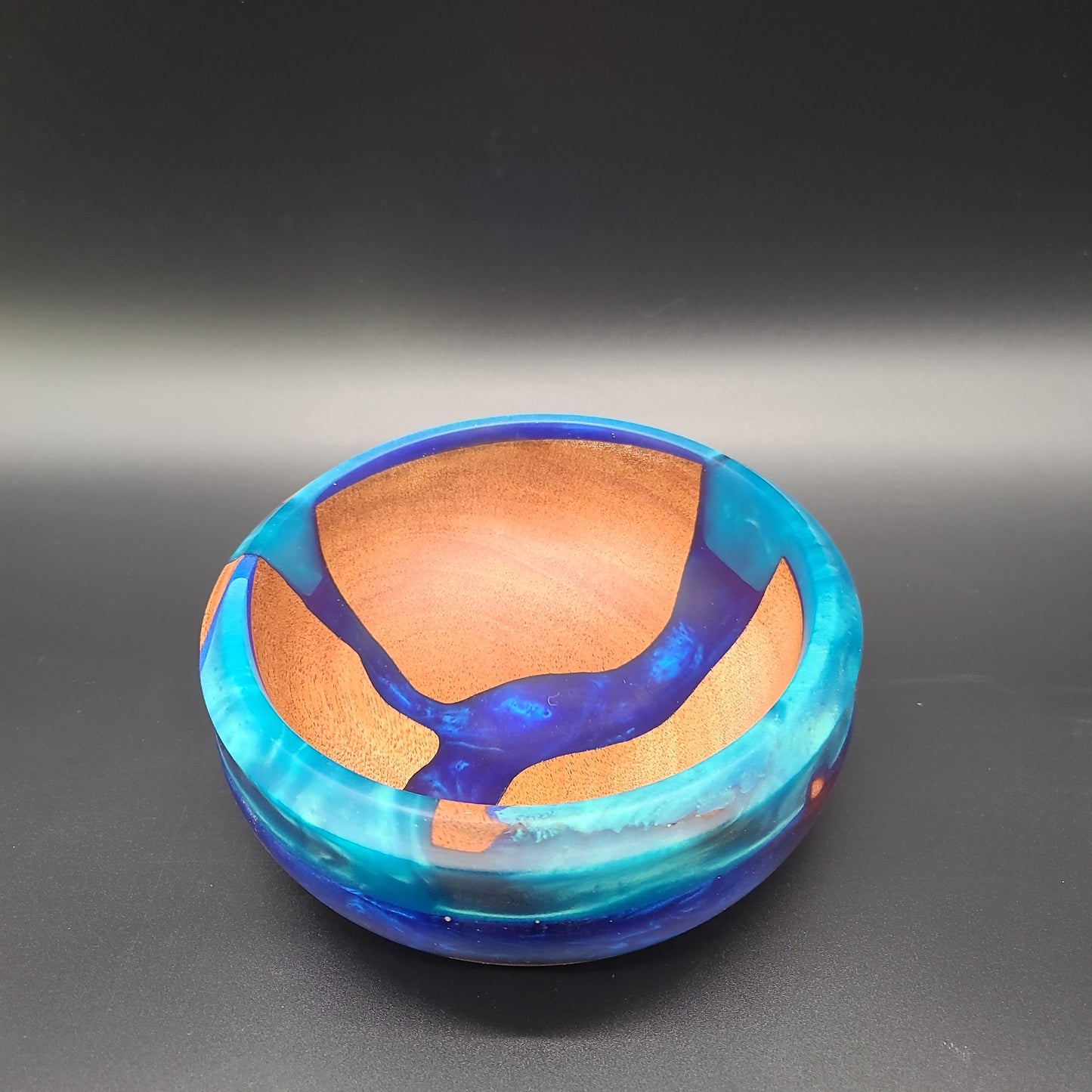 Khaya (African Mahogany) Bowl with Multi-Blue Epoxy