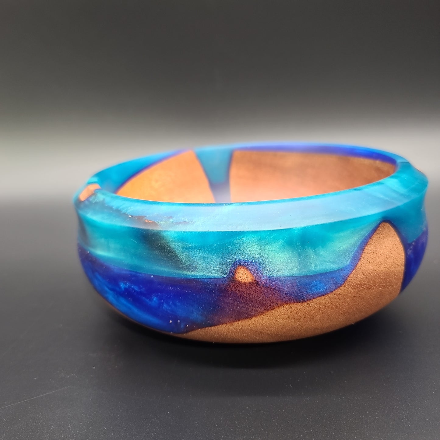 Khaya (African Mahogany) Bowl with Multi-Blue Epoxy
