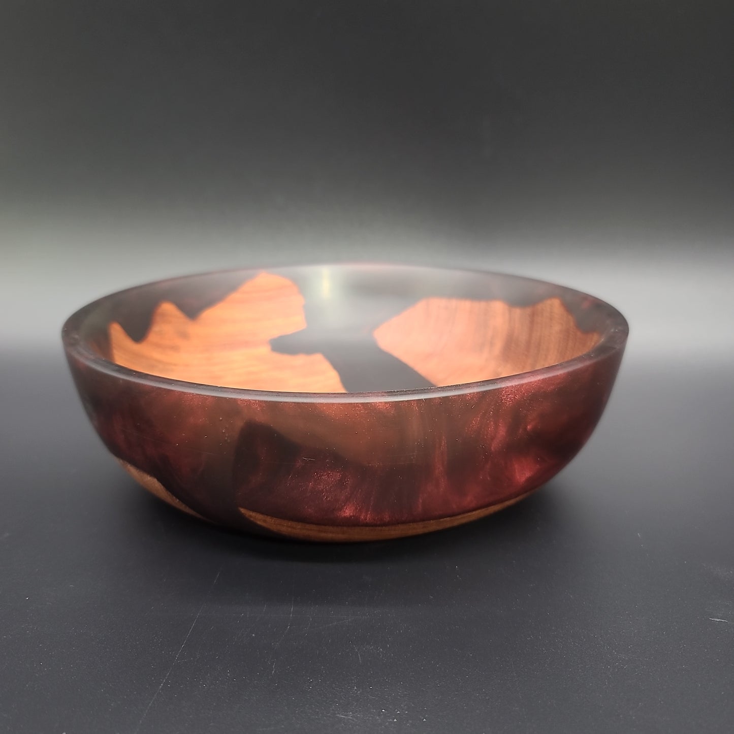 Bubinga Bowl with Red and Black Epoxy