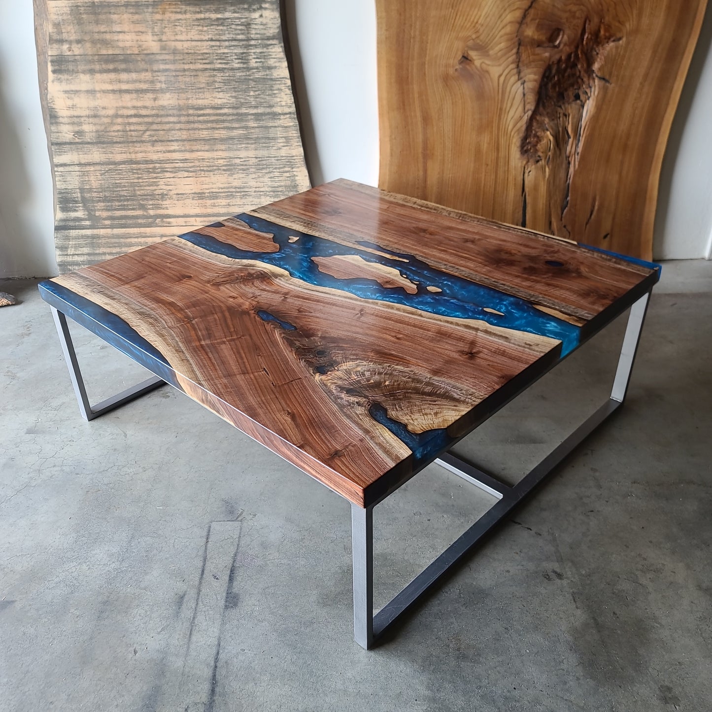 Black Walnut Coffee Table with Multi-Blue River