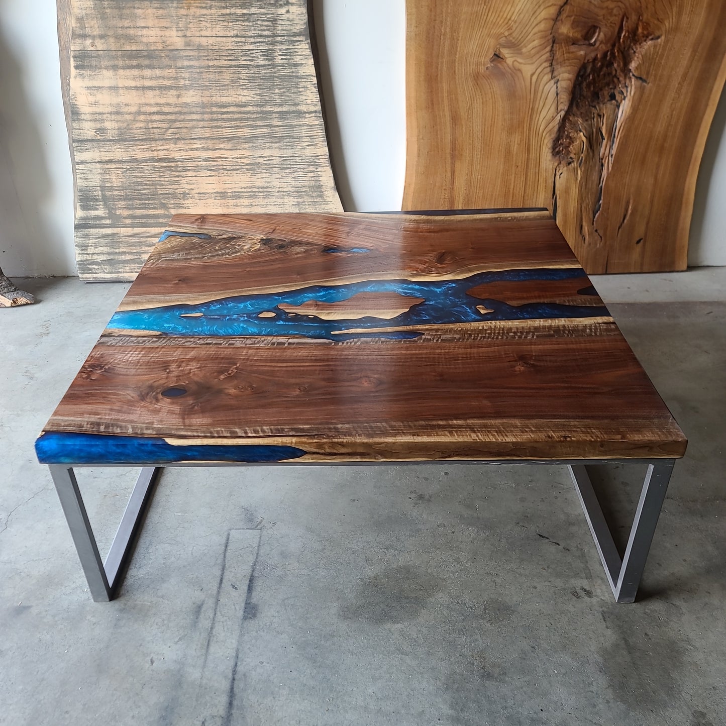 Black Walnut Coffee Table with Multi-Blue River