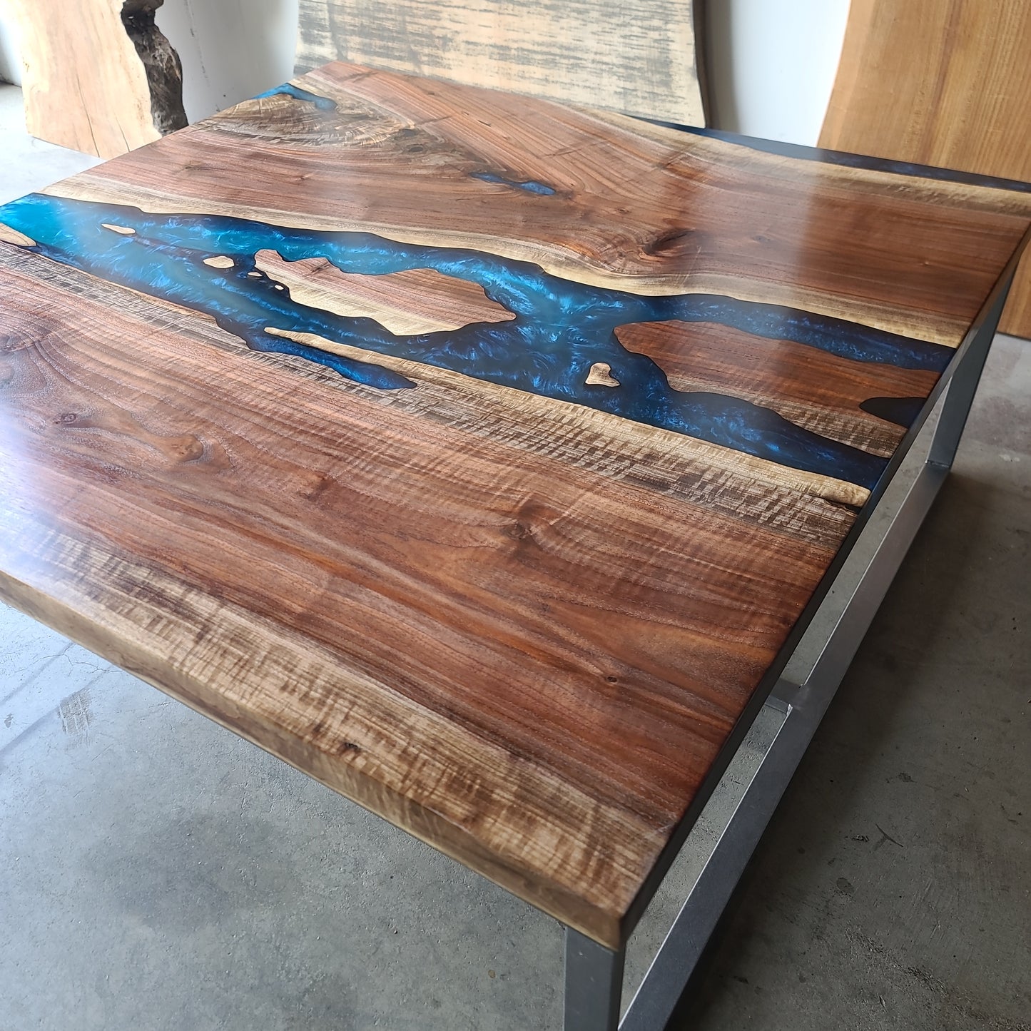 Black Walnut Coffee Table with Multi-Blue River