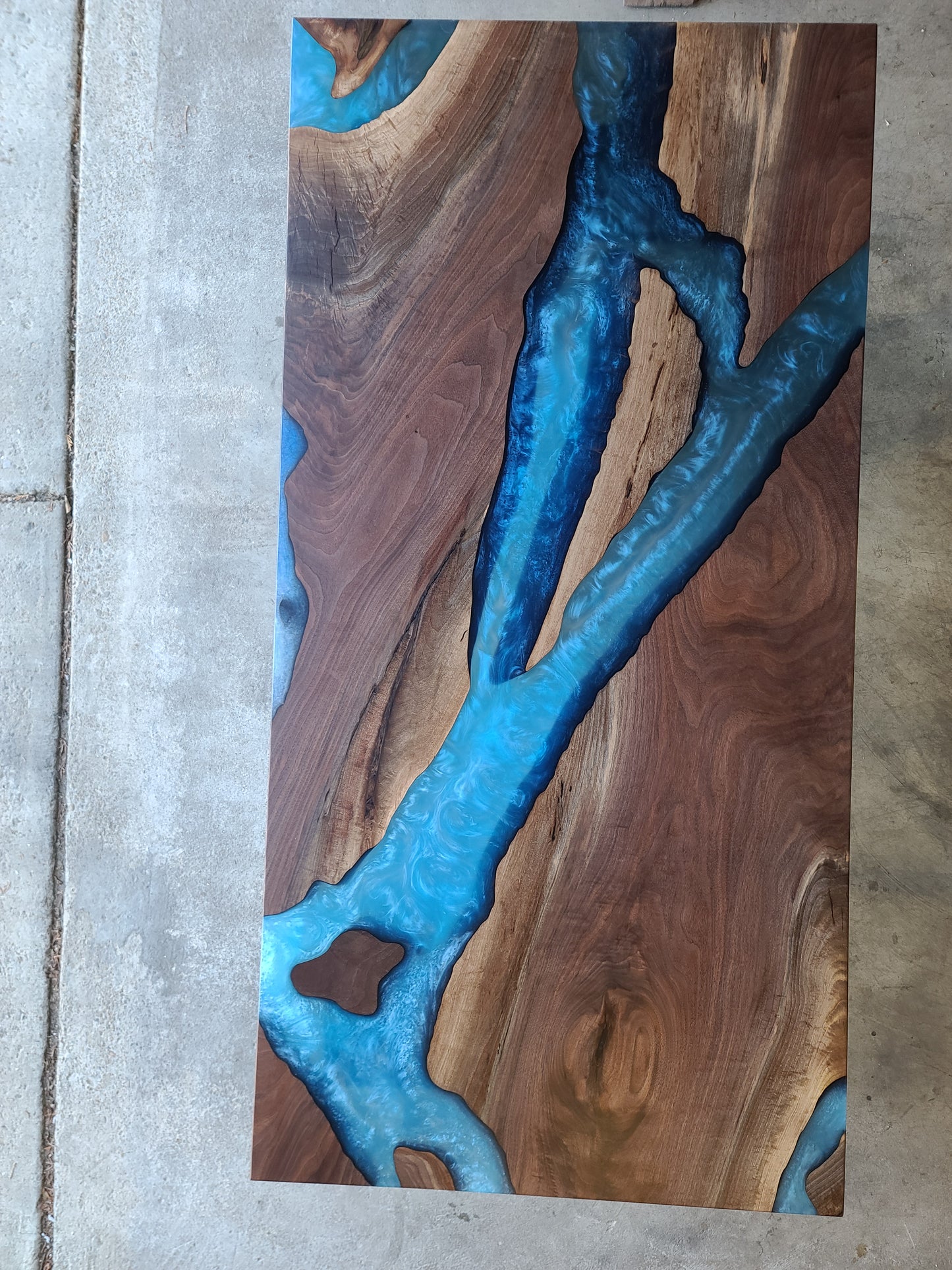 Black Walnut Multi-Blue Epoxy Resin Coffee Table