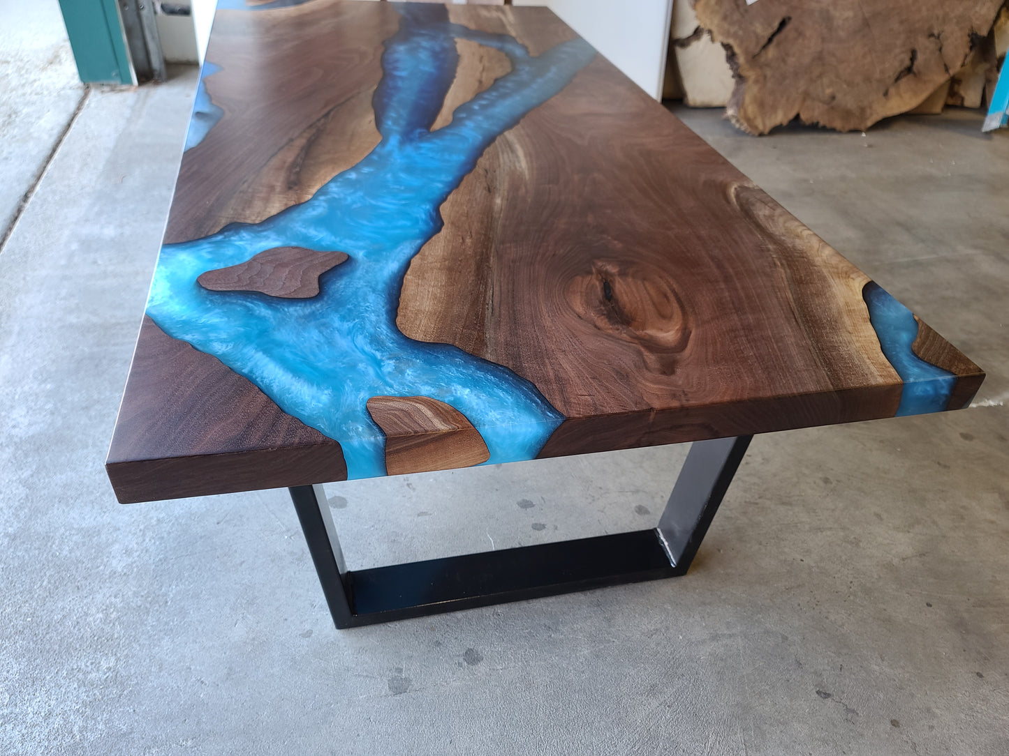 Black Walnut Multi-Blue Epoxy Resin Coffee Table