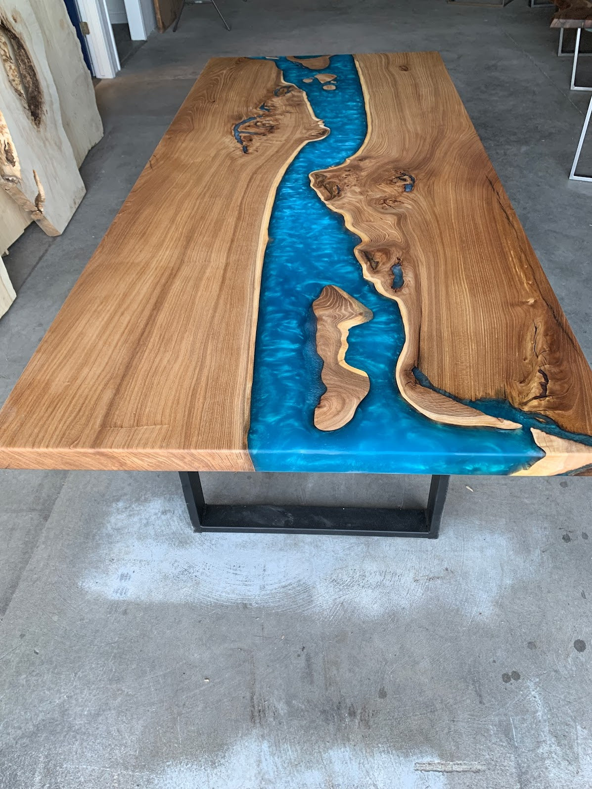 Customizable American Elm (or similar) and Epoxy River Dining Table
