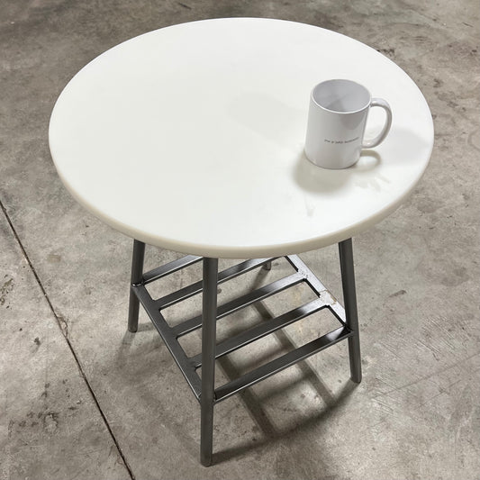 Solid White Epoxy Resin Round Side Table