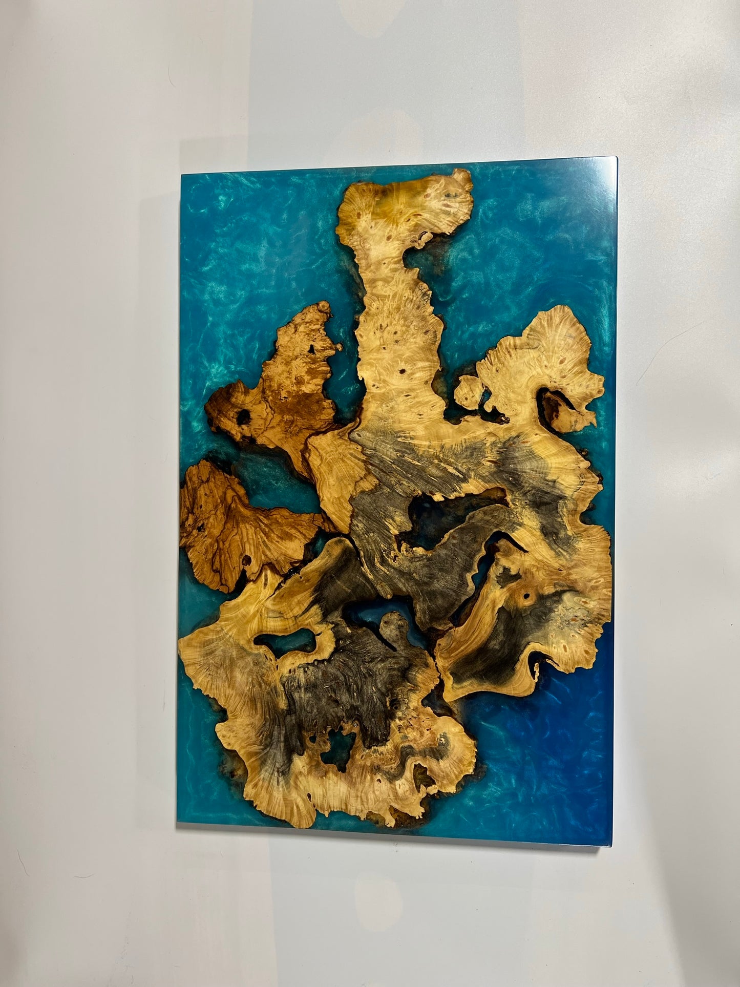 Buckeye Burl Art Piece with Caribbean Epoxy